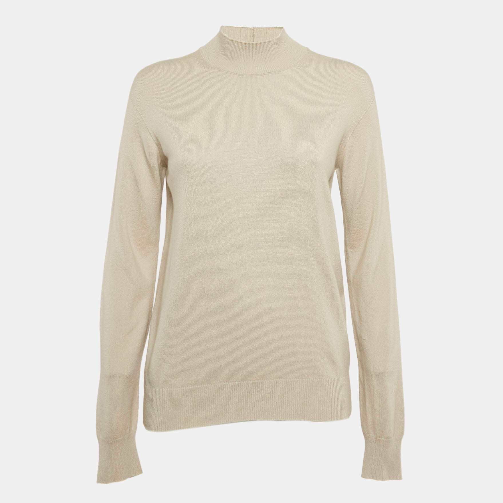 Pre Owned Giorgio Armani Beige Cashmere Knit Roll Neck Sweater M