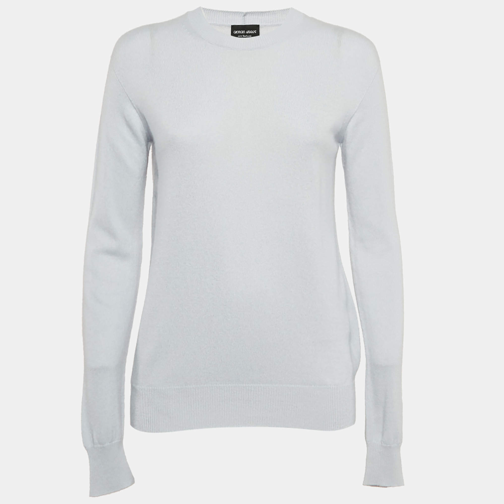 Giorgio Armani Blue Cashmere Knit Long Sleeve Sweater S