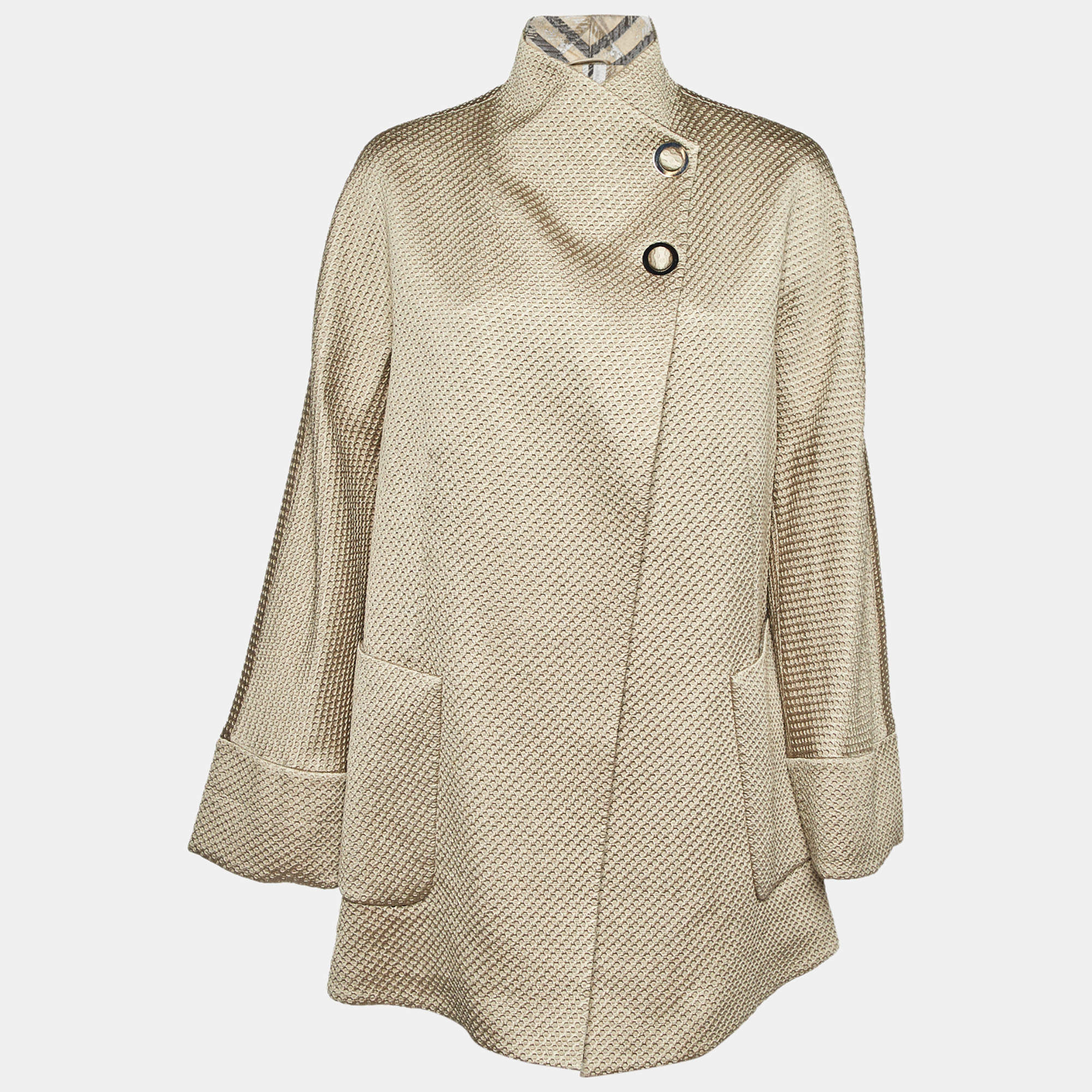 Giorgio Armani Metallic Textured Nylon Blend Overcoat M