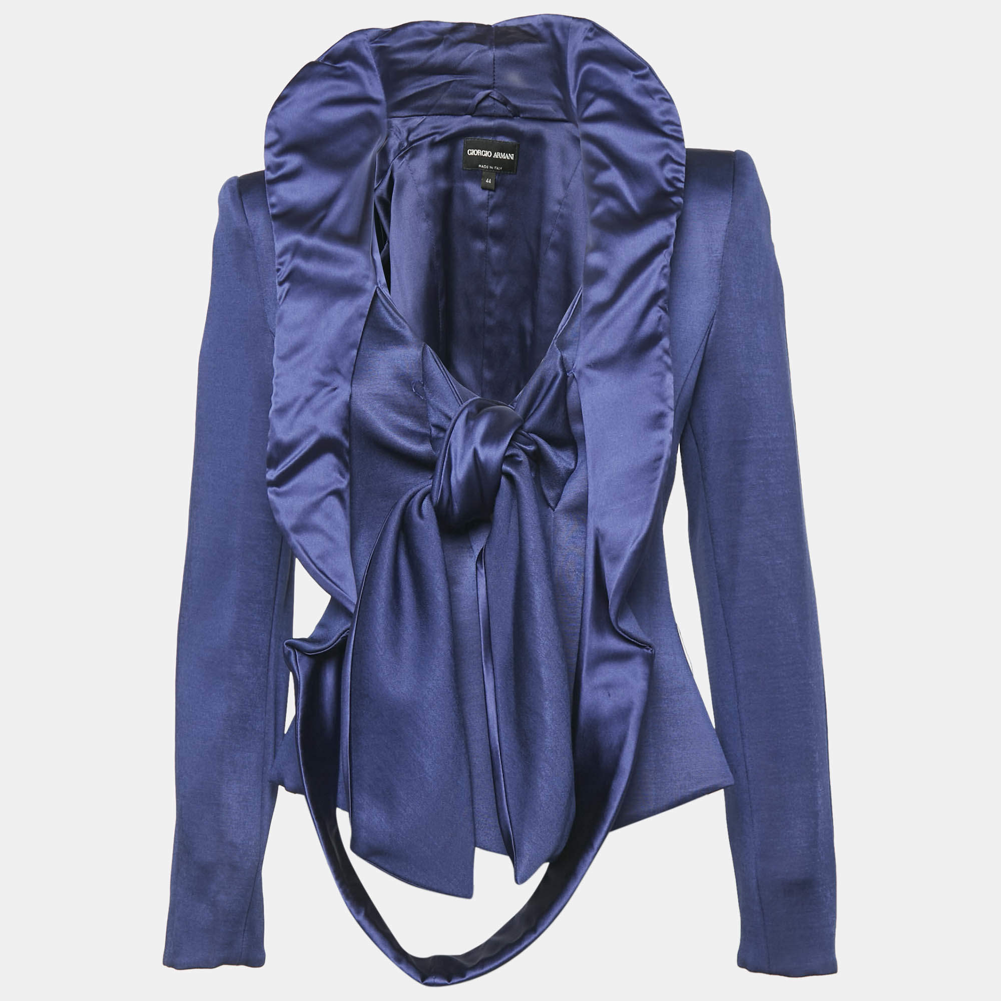 Giorgio Armani Blue Crepe Tie-Up Blazer M