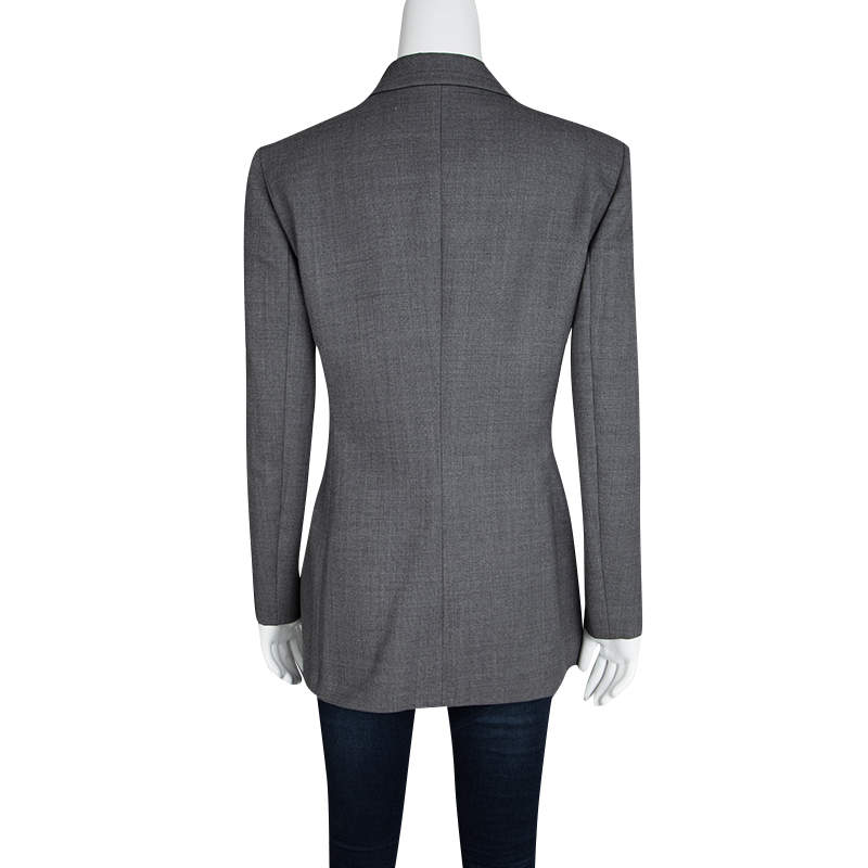 Pre Owned Giorgio Armani Vintage Grey Wool Blend Blazer L