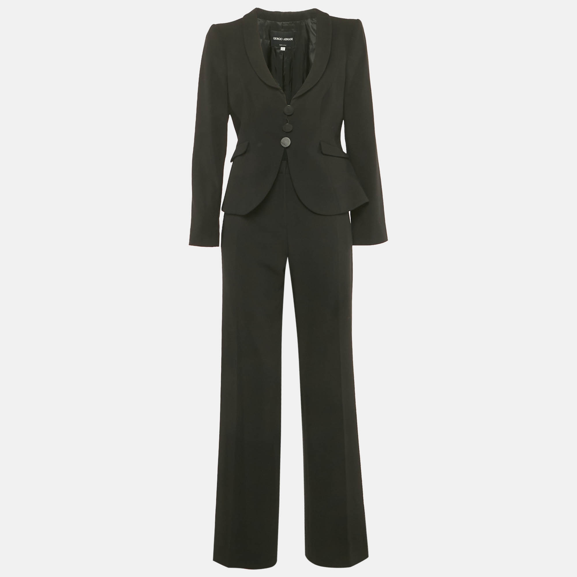 Pre Owned Giorgio Armani Black Wool Single Breasted Suit M