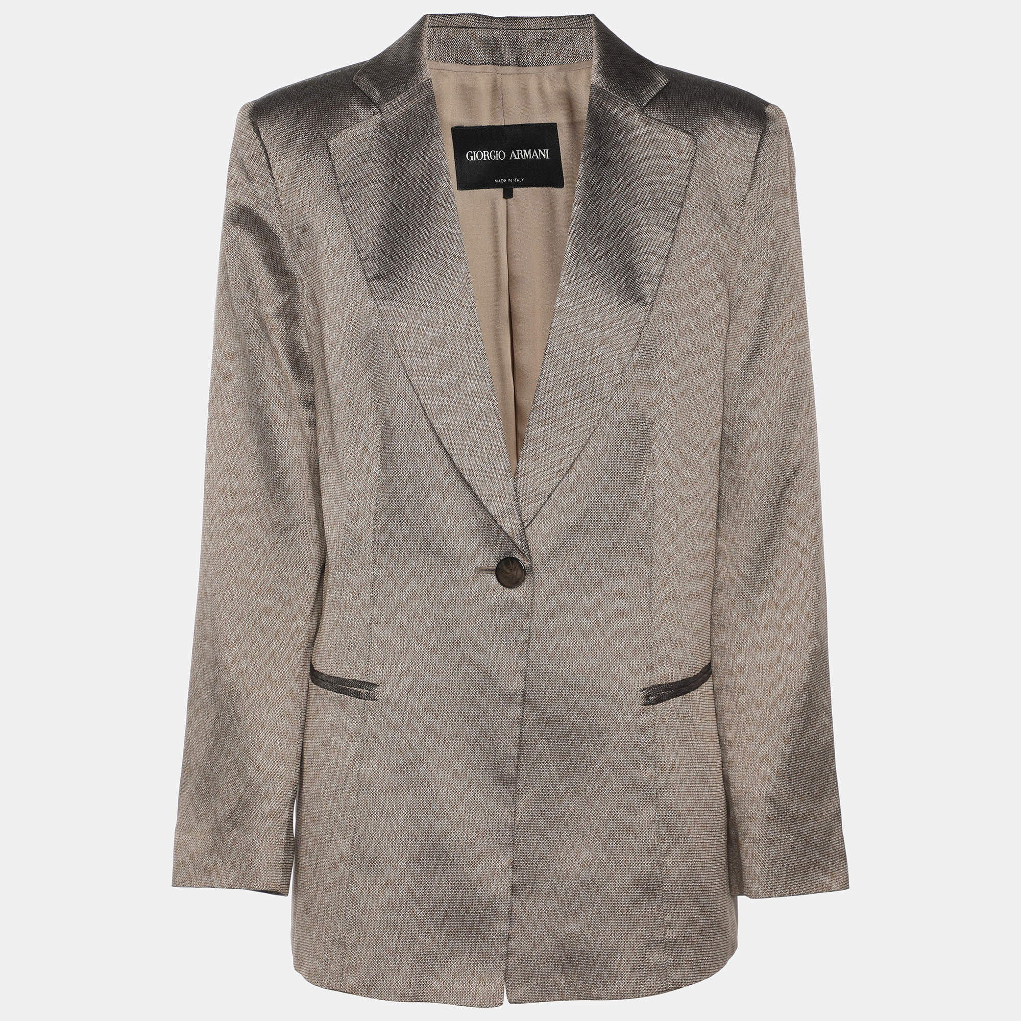 Pre Owned Giorgio Armani Beige Jacquard Single Breasted Blazer M