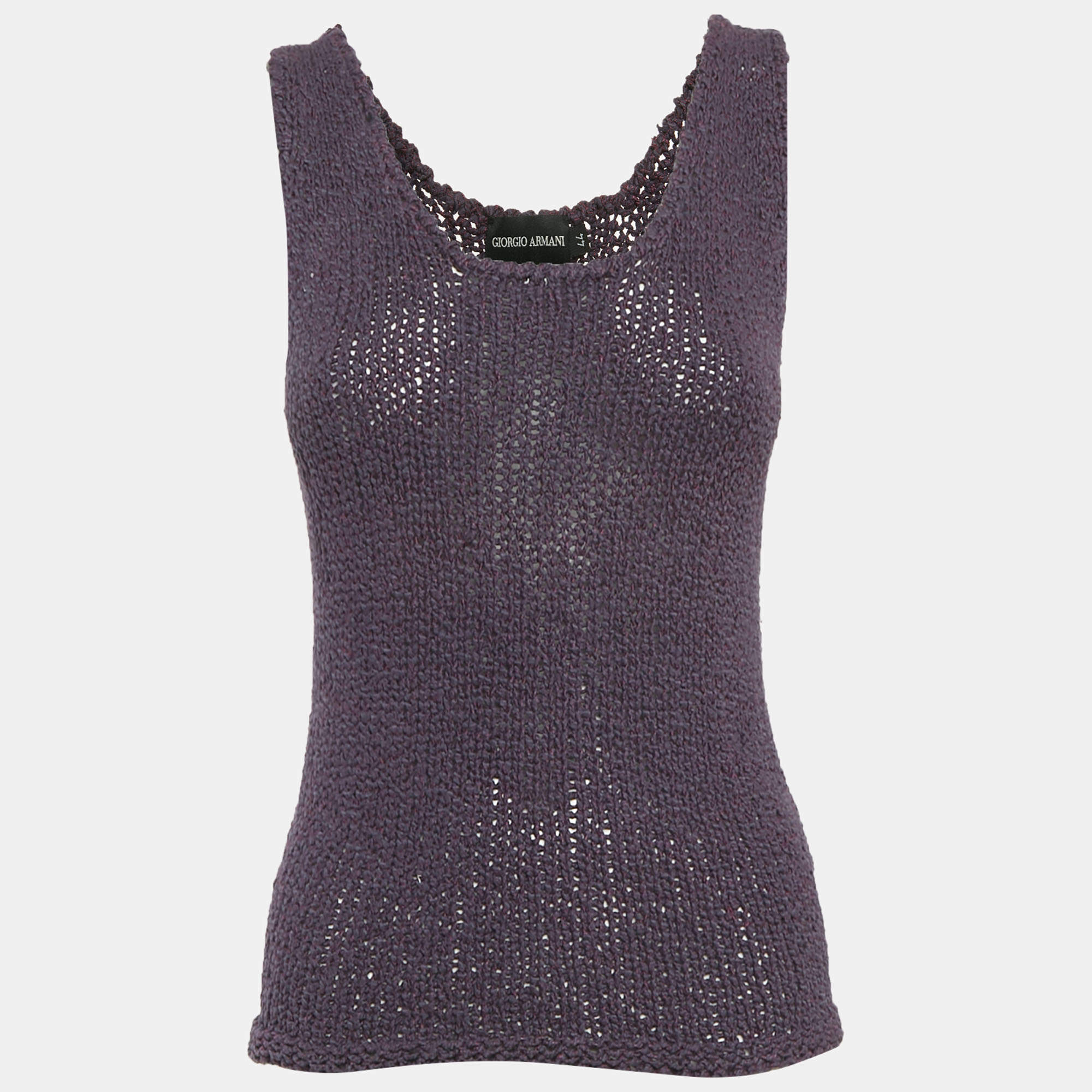 مملوكة مسبقًا Giorgio Armani Purple Cotton & Silk Sleeveless Tank Top M