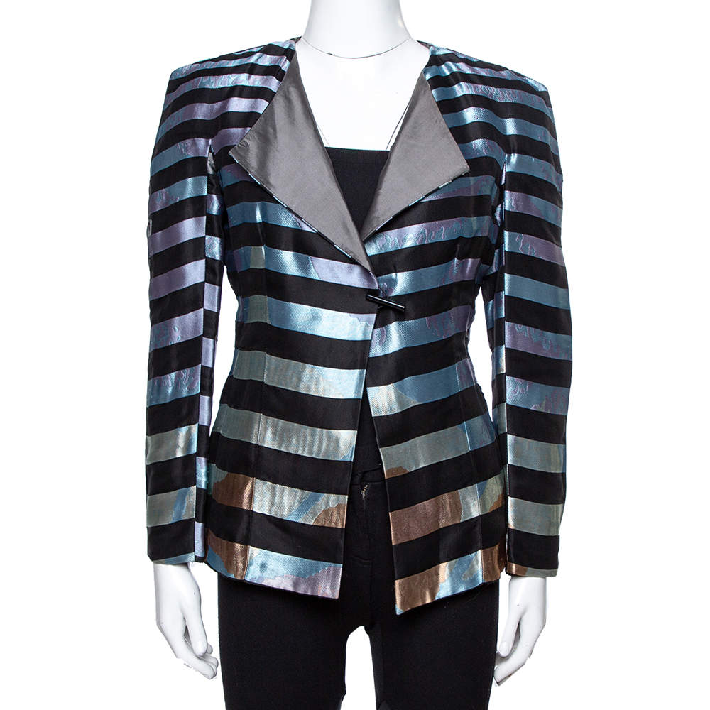 Giorgio Armani Multicolor Striped Jacquard Toggle Button Jacket S