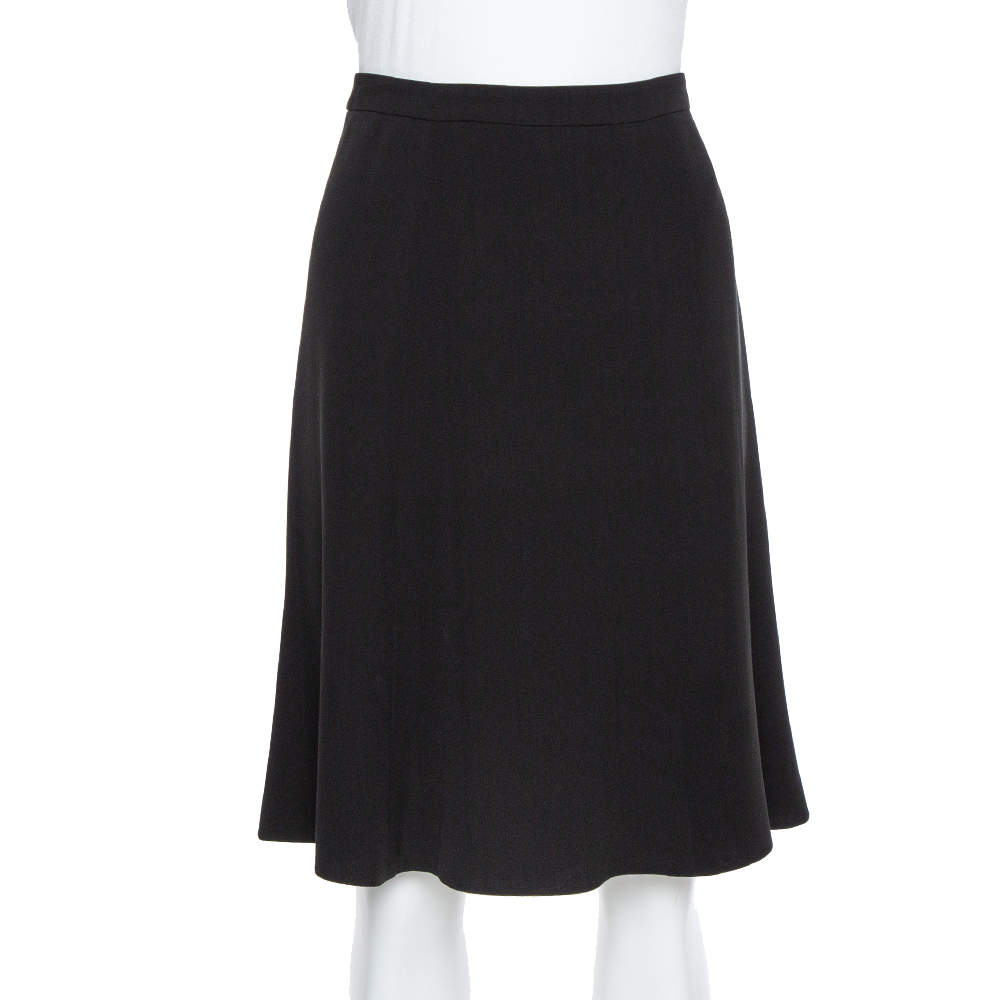 Giorgio Armani Black Crepe A Line Short Skirt M
