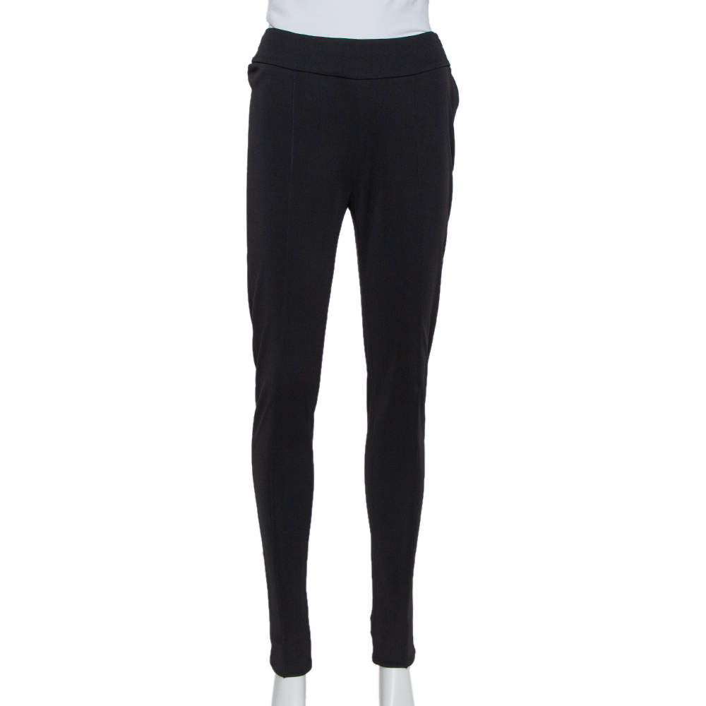 Pre Owned Giorgio Armani Black Knit Leggings S