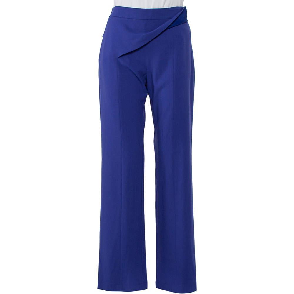 Pre Owned Giorgio Armani Purple Cotton Waist Trim Detail Pants M