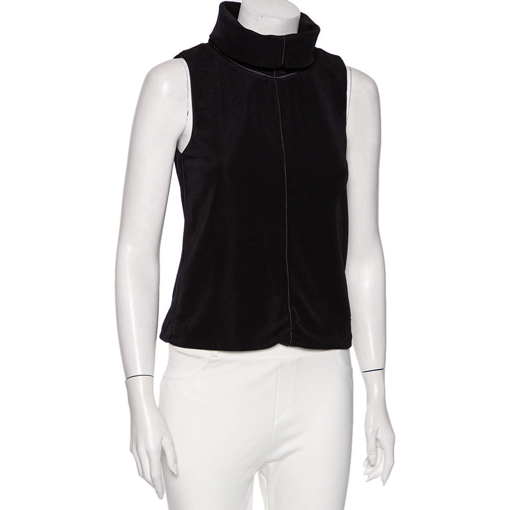 Giorgio Armani Black Knit Turtleneck Sleeveless Top M Giorgio Armani | TLC