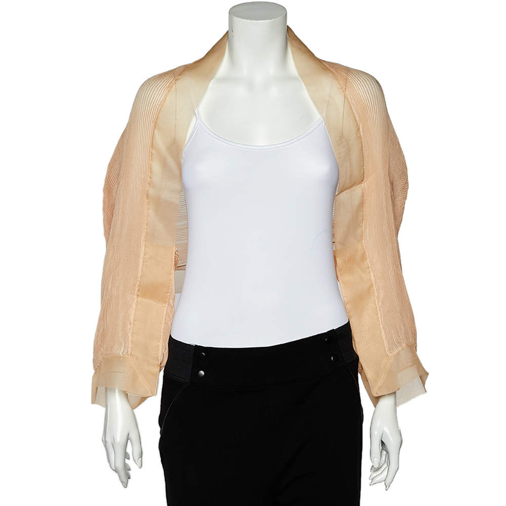 Pre Owned Giorgio Armani Light Pink Plisse Silk Shrug (One Size)