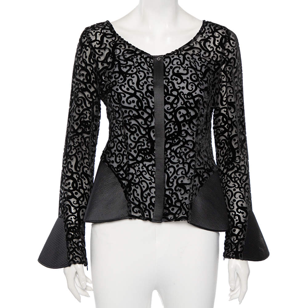 Pre Owned Giorgio Armani Devore Long Sleeve Top S