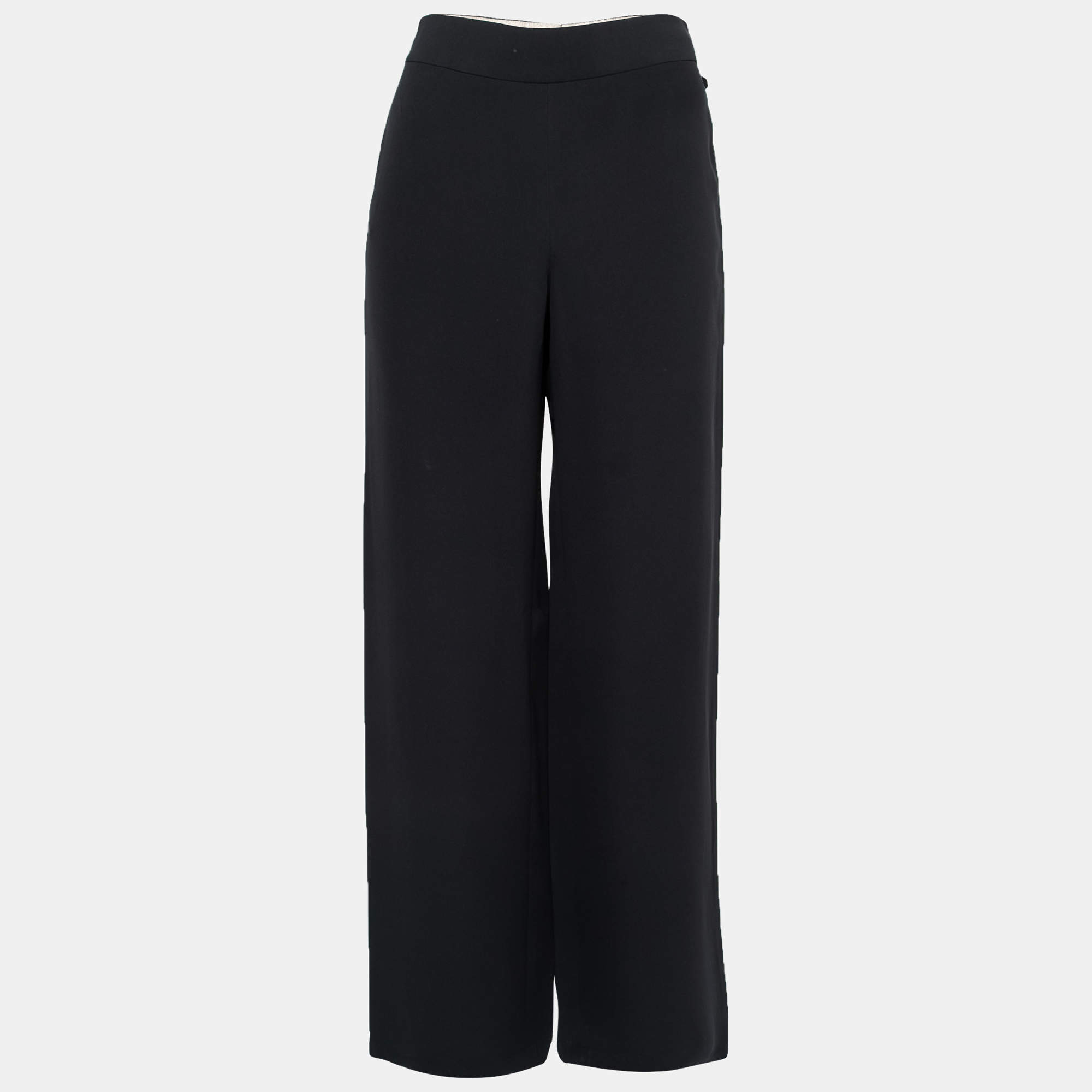 Giorgio Armani Black Silk Wide-Leg Pants M Giorgio Armani | The Luxury ...