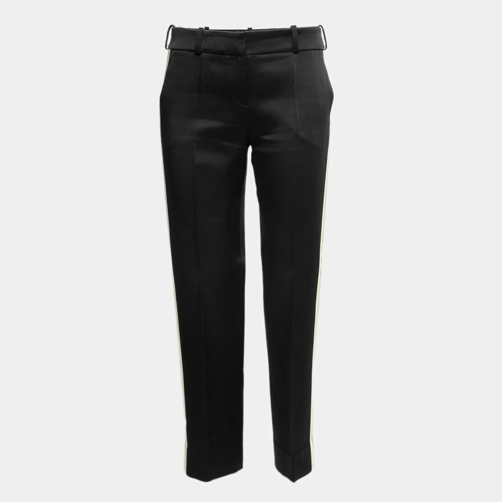 Giorgio Armani Black Satin Side Stripe Detail Trousers S