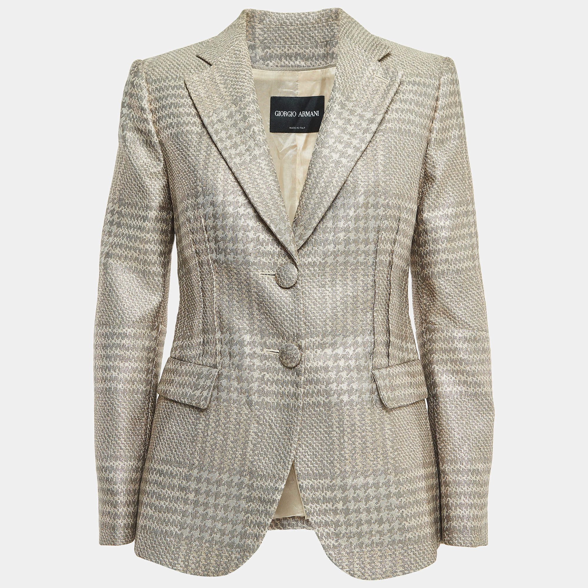 Pre Owned Giorgio Armani Metallic Jacquard  Single Breasted Blazer M