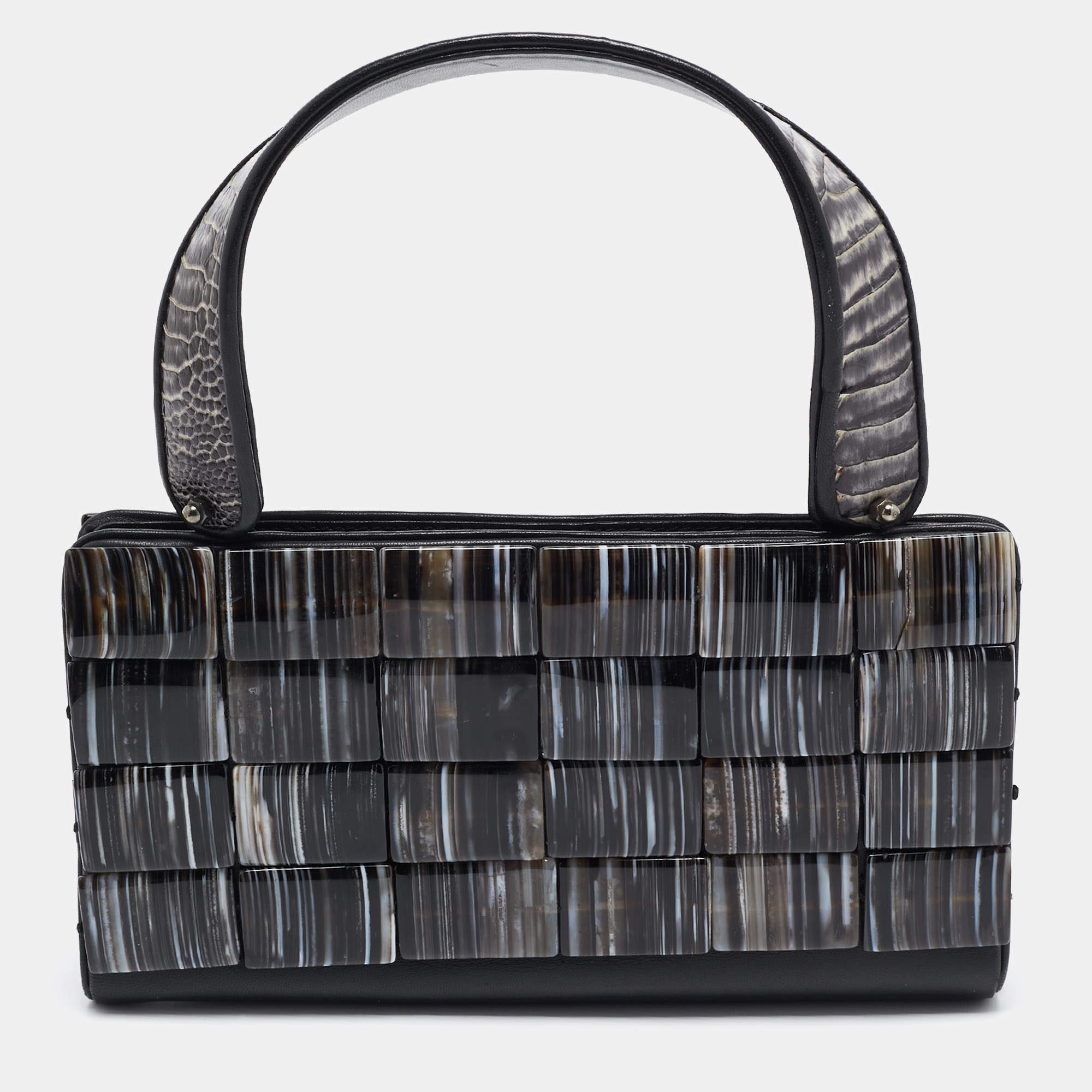 Pre Owned Giorgio Armani Black/Multicolor Acrylic and Alligator Pochette