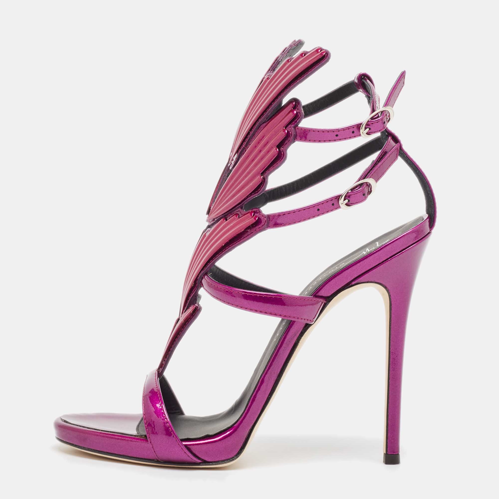 Giuseppe Zanotti Purple Patent Leather Cruel Wing Sandals Size 37