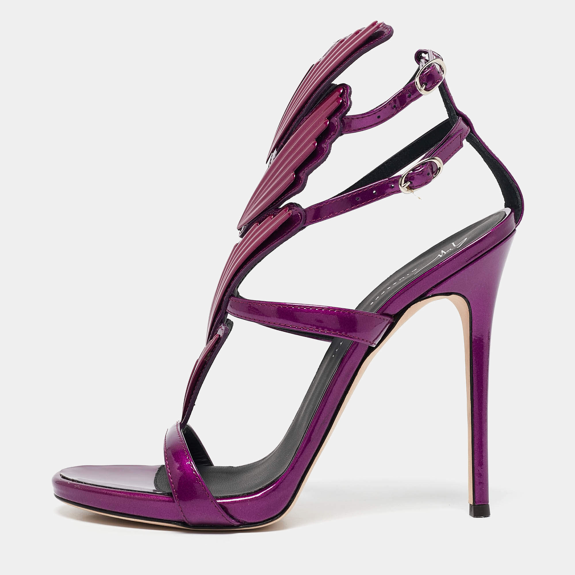 Pre Owned Giuseppe Zanotti Purple Patent Leather Cruel Sandals Size 39