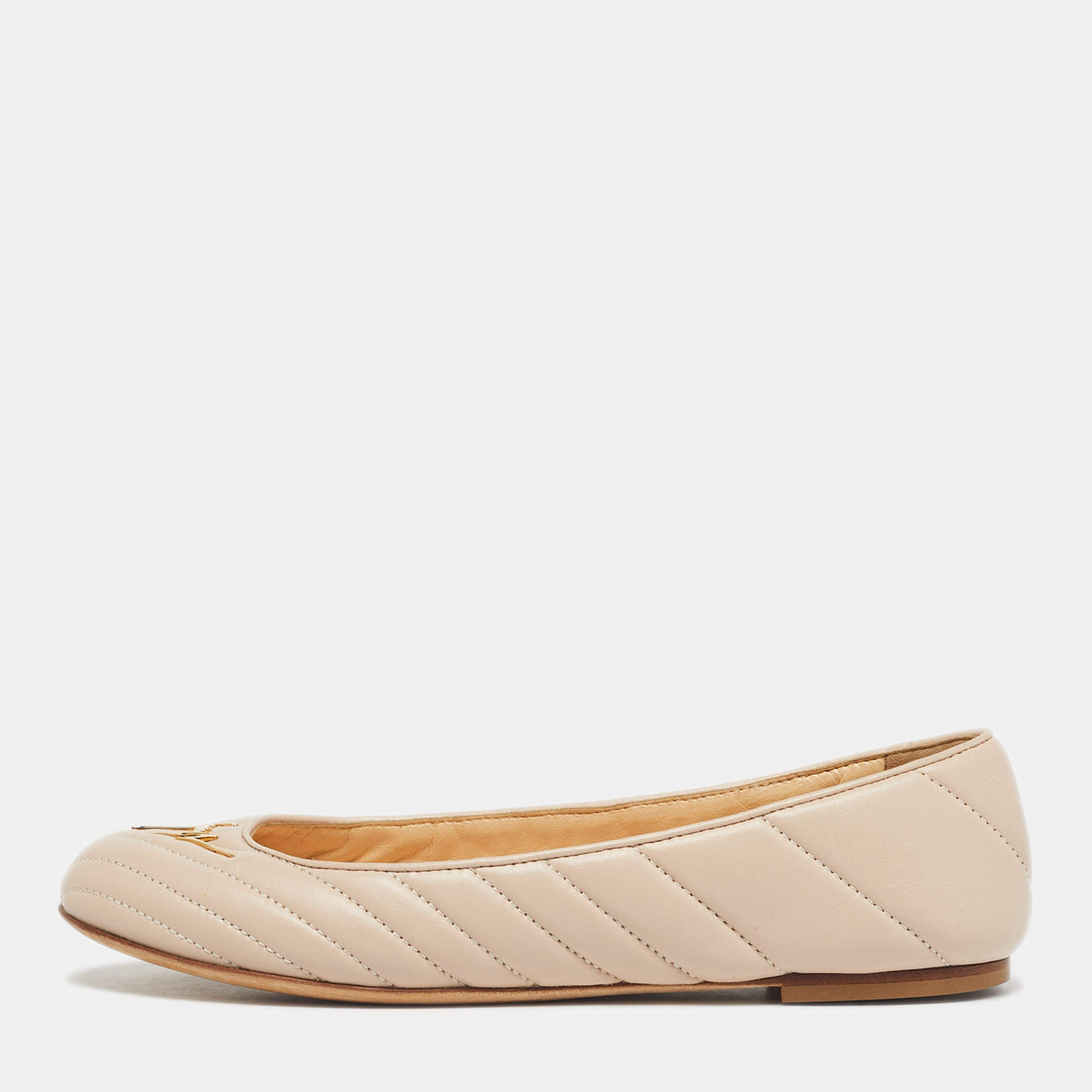 Pre Owned Giuseppe Zanotti Pink Quilted Leather Ballet Flats Size 40