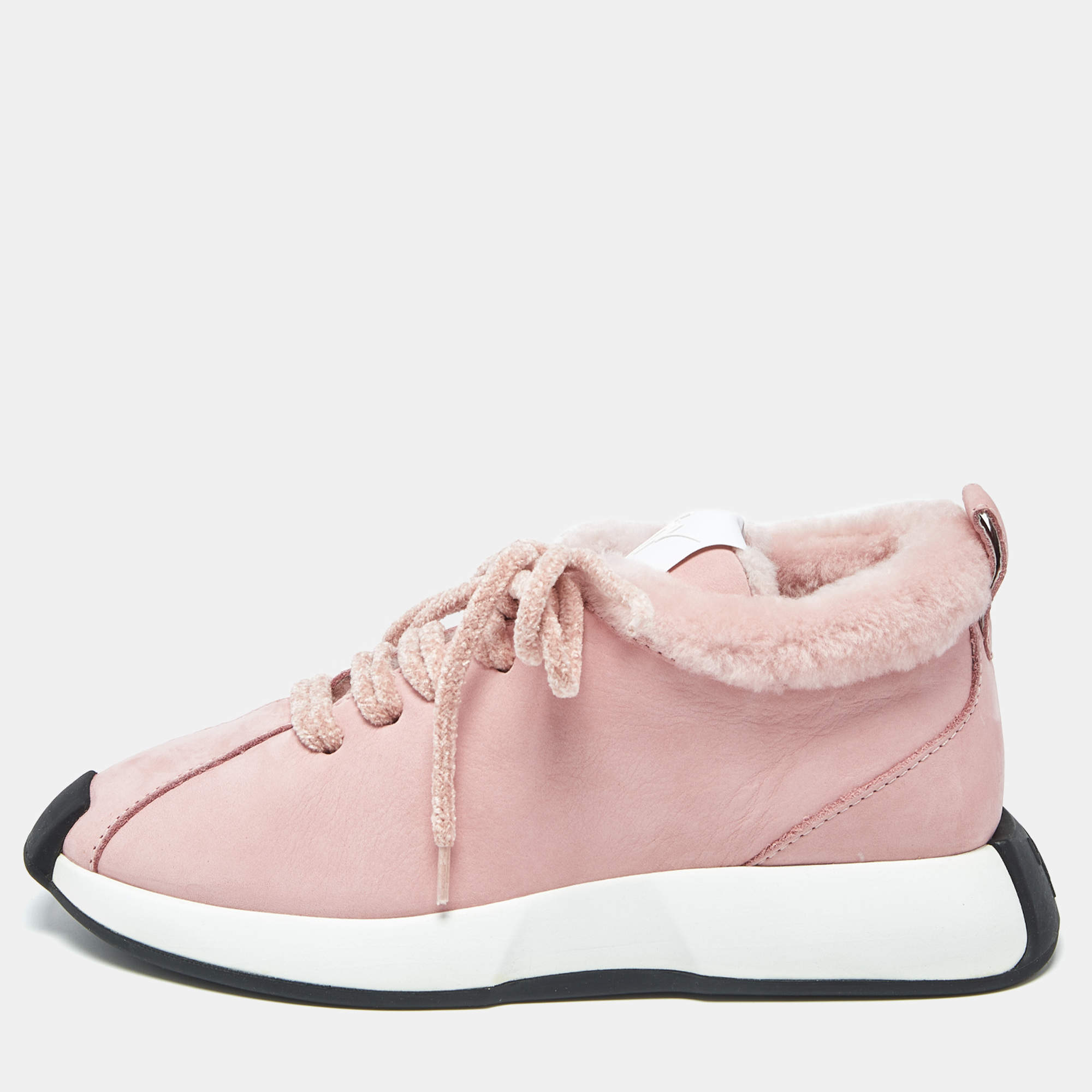 مملوكة مسبقًا Giuseppe Zanotti Ferox Size 38 Pink Nubuck Leather Wedge Sneakers