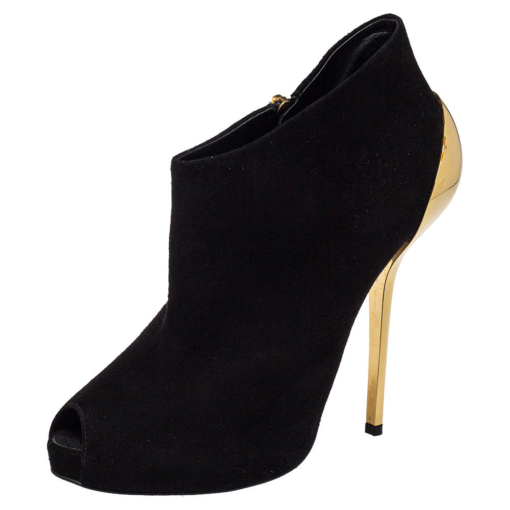 Pre Owned حذاء بوت للكاحل جوسيبي زانوتي بسحاب سويدي أسود مقاس 41