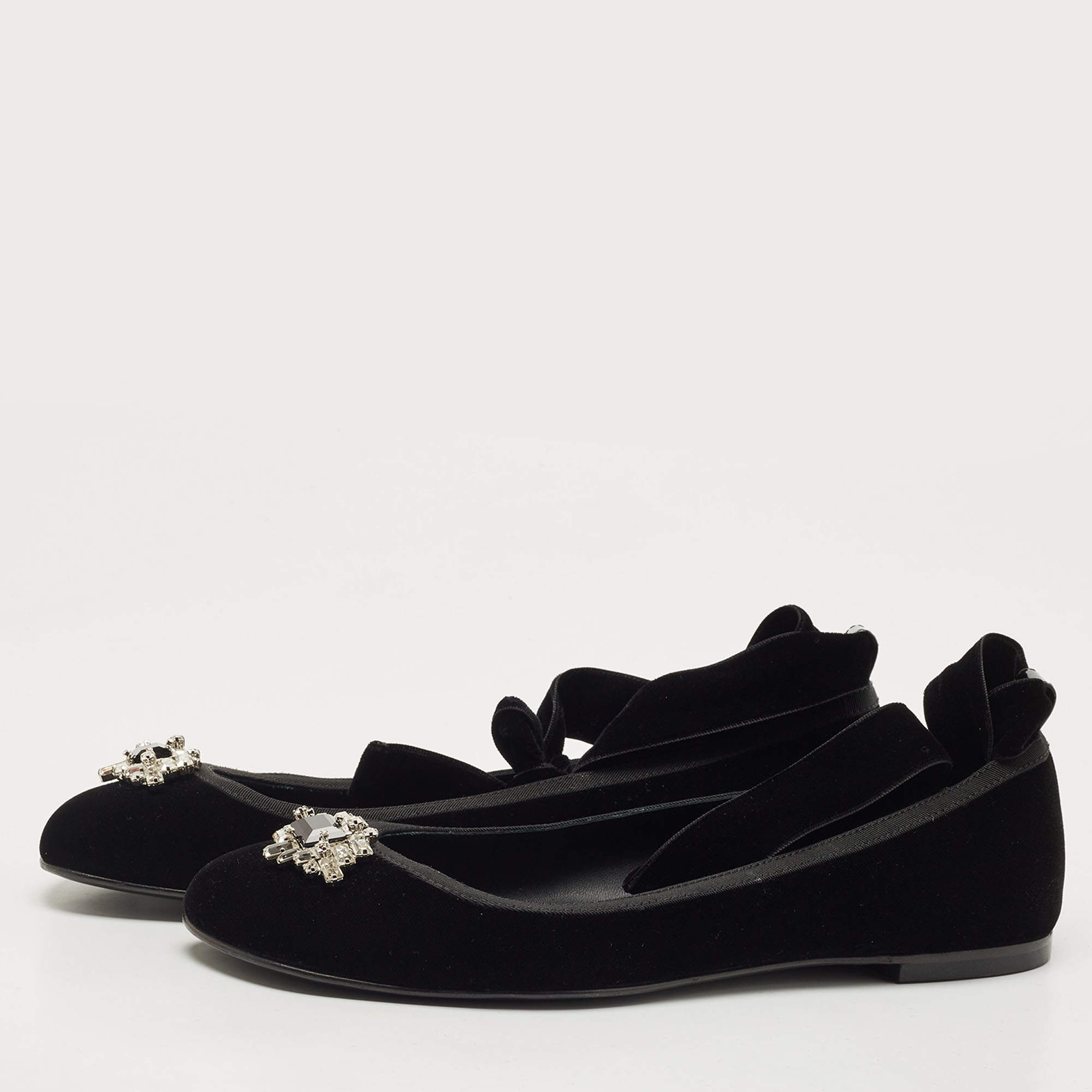 Giuseppe Zanotti Black Velvet Giorgia Crystal Embellished Ankle