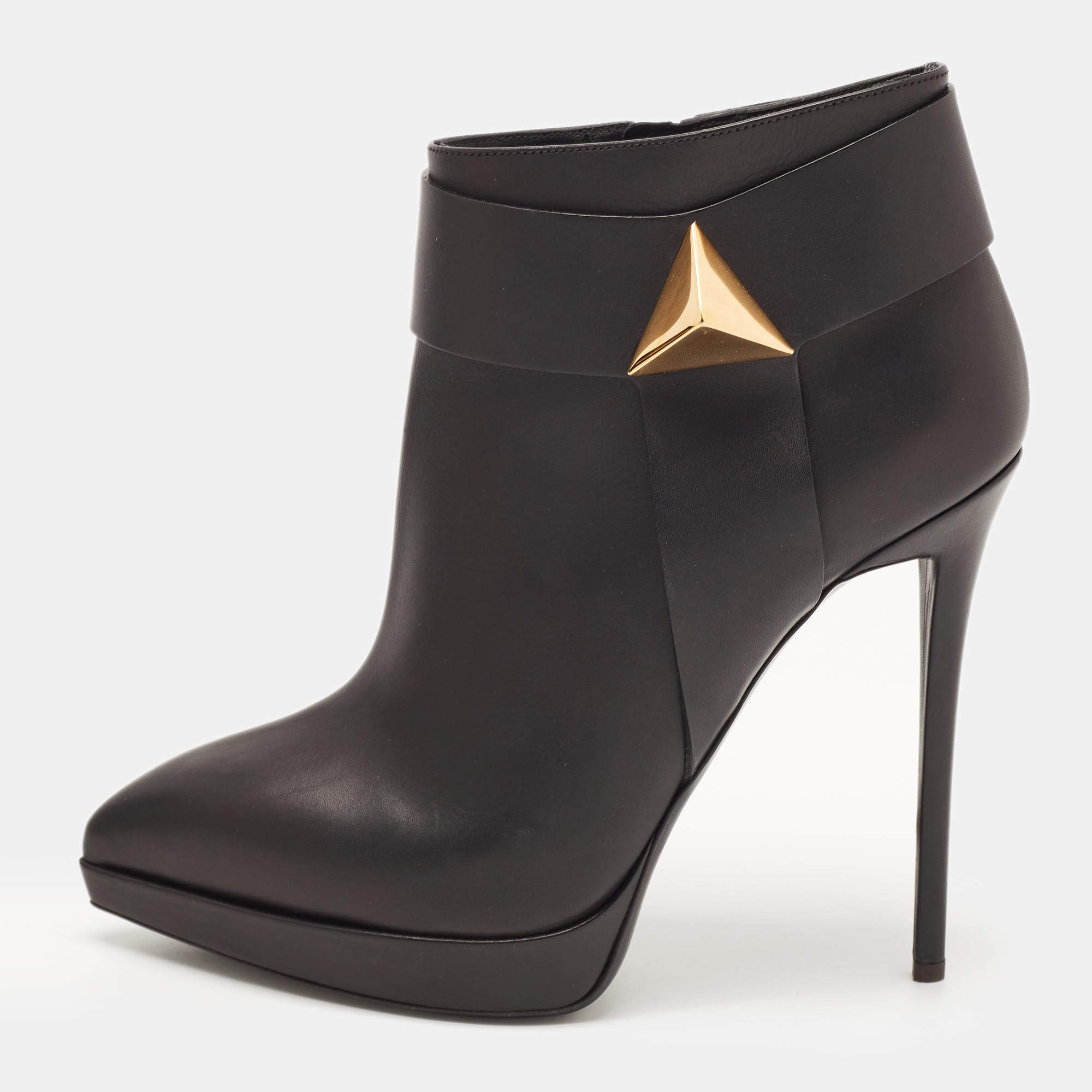 Giuseppe Zanotti Black Leather Emy Stud Ankle Boots Size 41