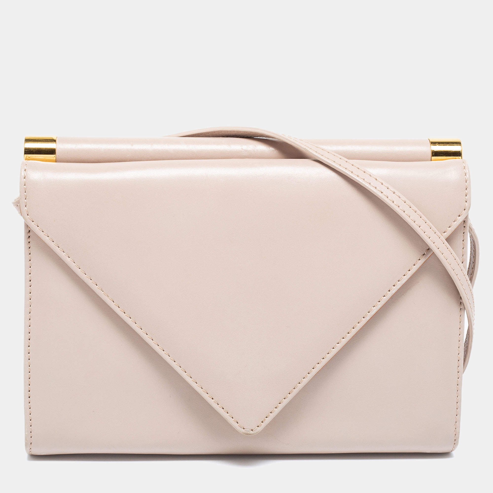 Pre Owned Giuseppe Zanotti Beige Leather Envelope Flap Crossbody Bag