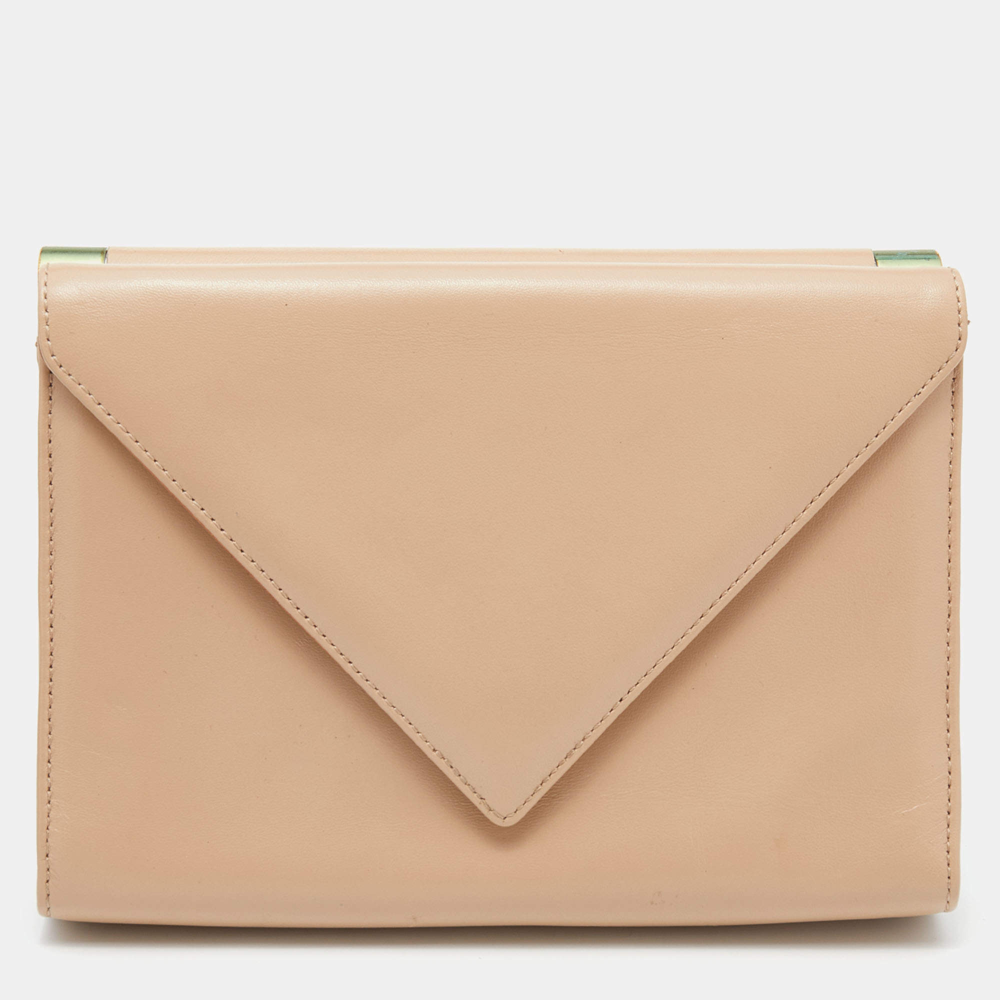 Giuseppe Zanotti Beige Leather Envelope Clutch