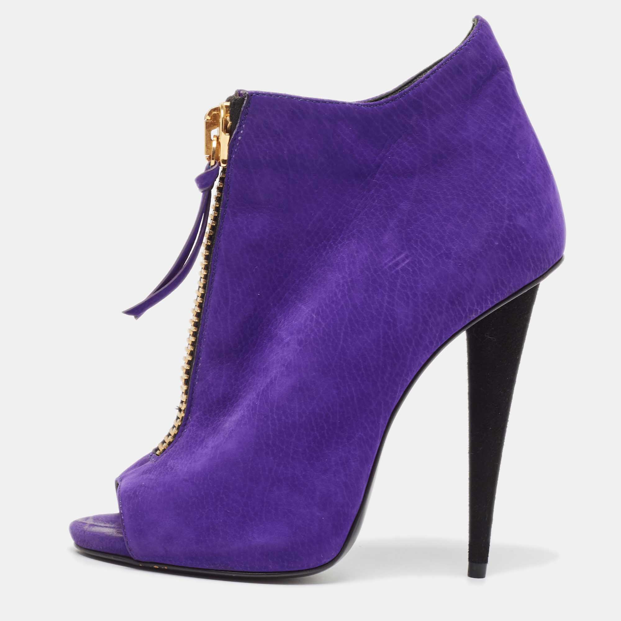 Giuseppe Zanotti Purple Suede Ankle Boots Size 36