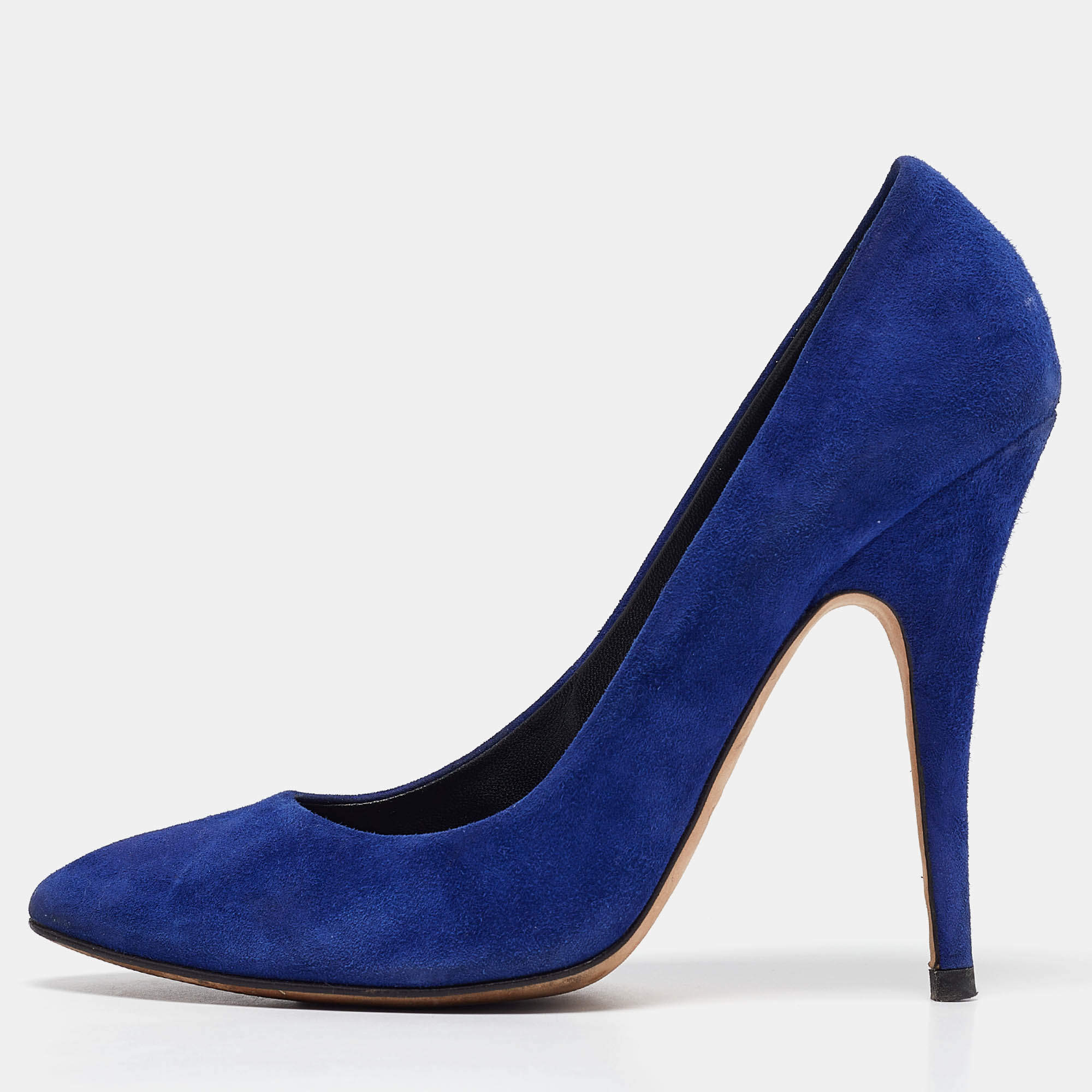 Giuseppe Zanotti Blue Suede Round Toe Pumps Size 40