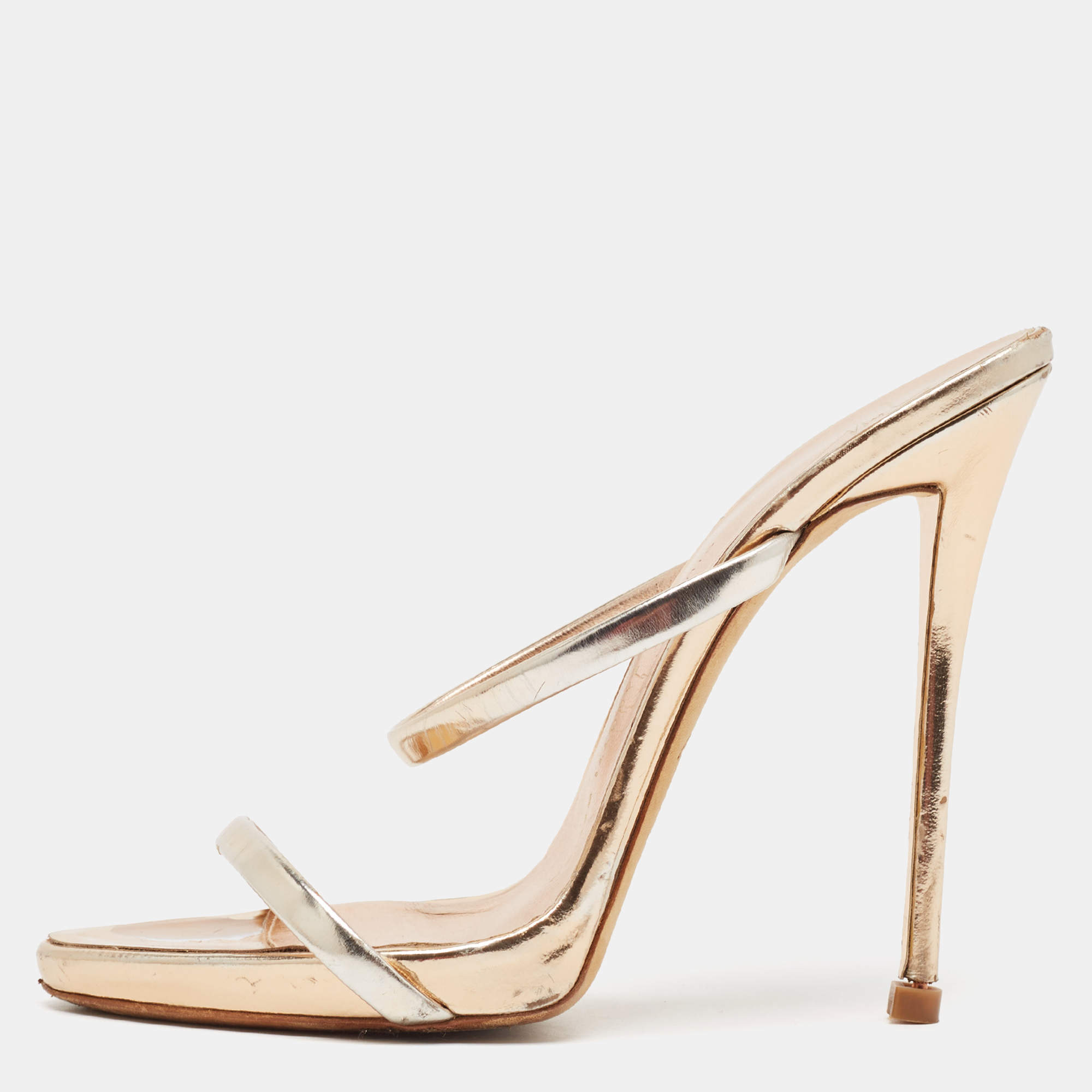 Giuseppe Zanotti Rose Gold Leather Darsey Sandals Size 37