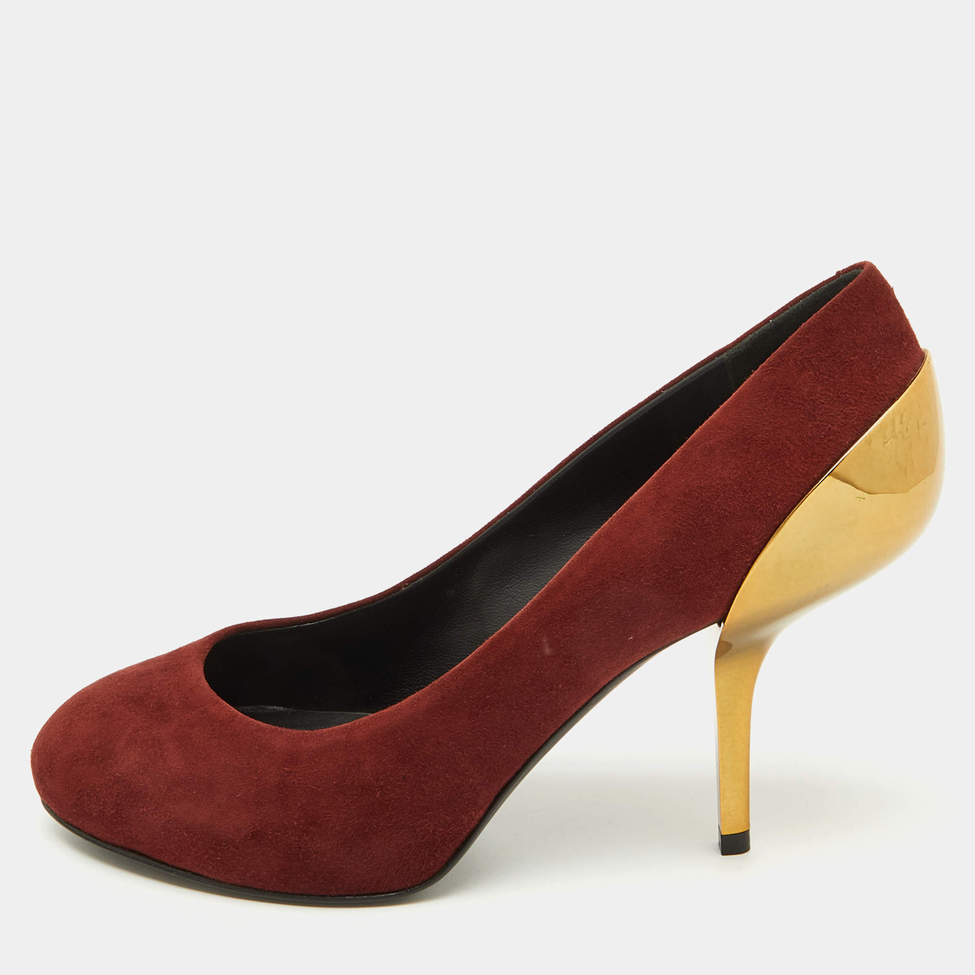 Giuseppe Zanotti Burgundy Suede Metal Heel Platform Pumps Size 37