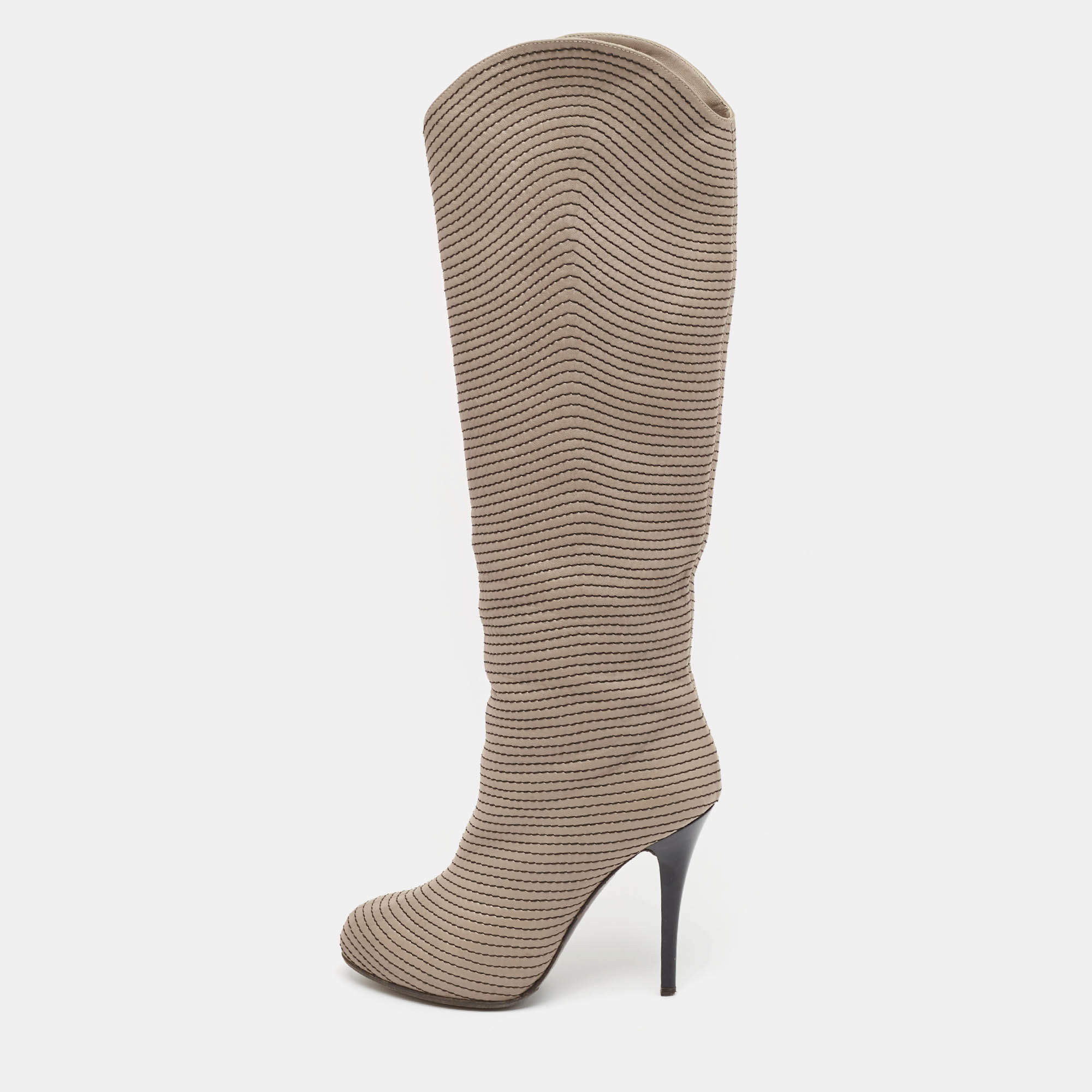 Giuseppe Zanotti Grey Leather Knee Length Boots Size 37.5