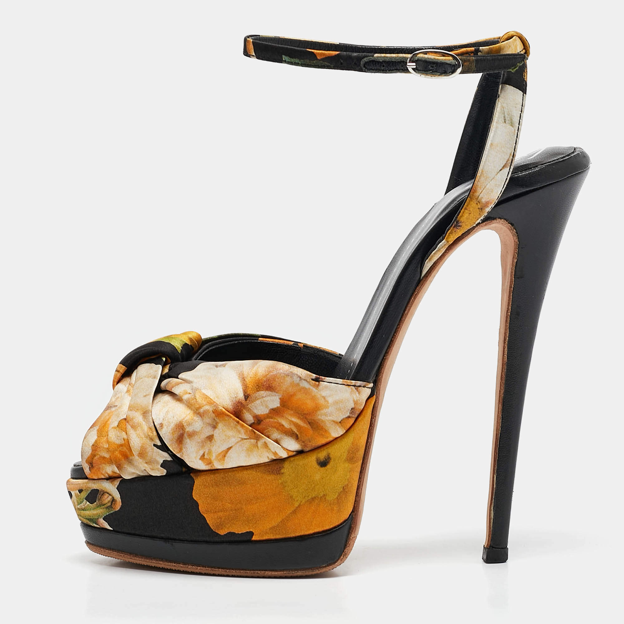 Giuseppe Zanotti Multicolor Satin Ankle Strap Sandals Size 38