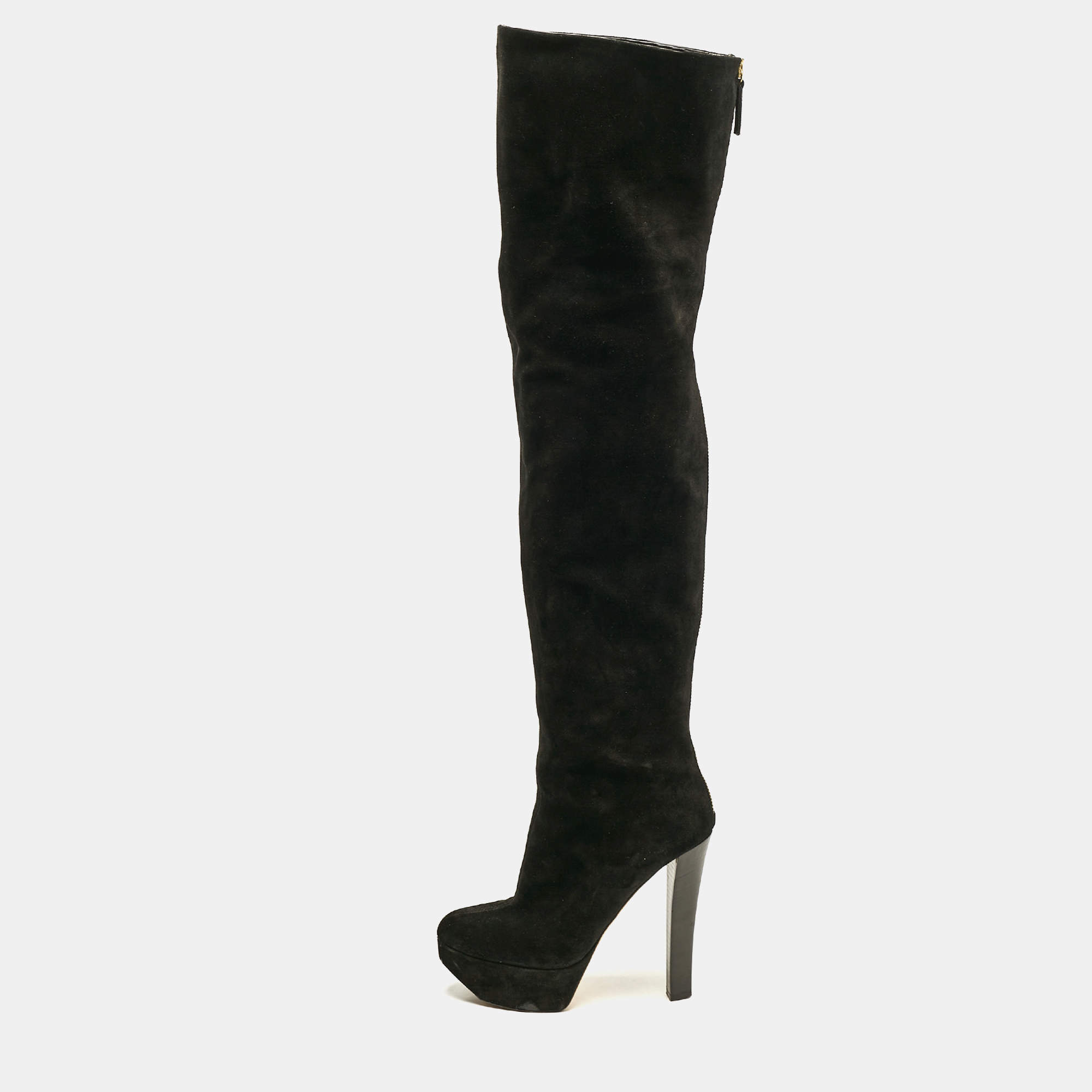 Giuseppe Zanotti Black Suede Over The Knee Boots Size 39