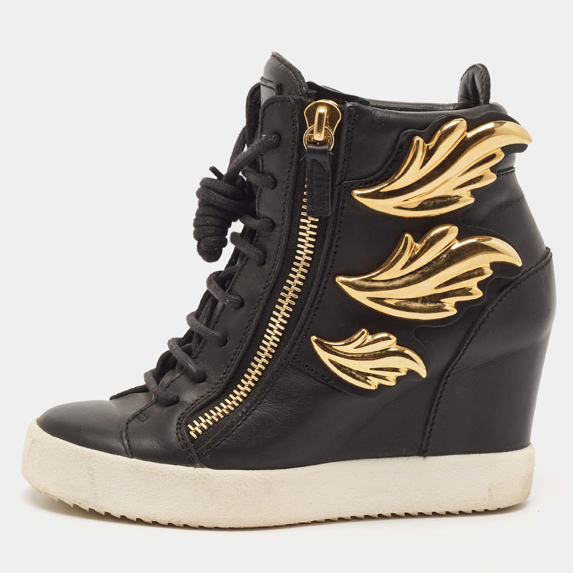 Giuseppe Zanotti Black Leather Cruel Summer High Top Sneakers Size 36