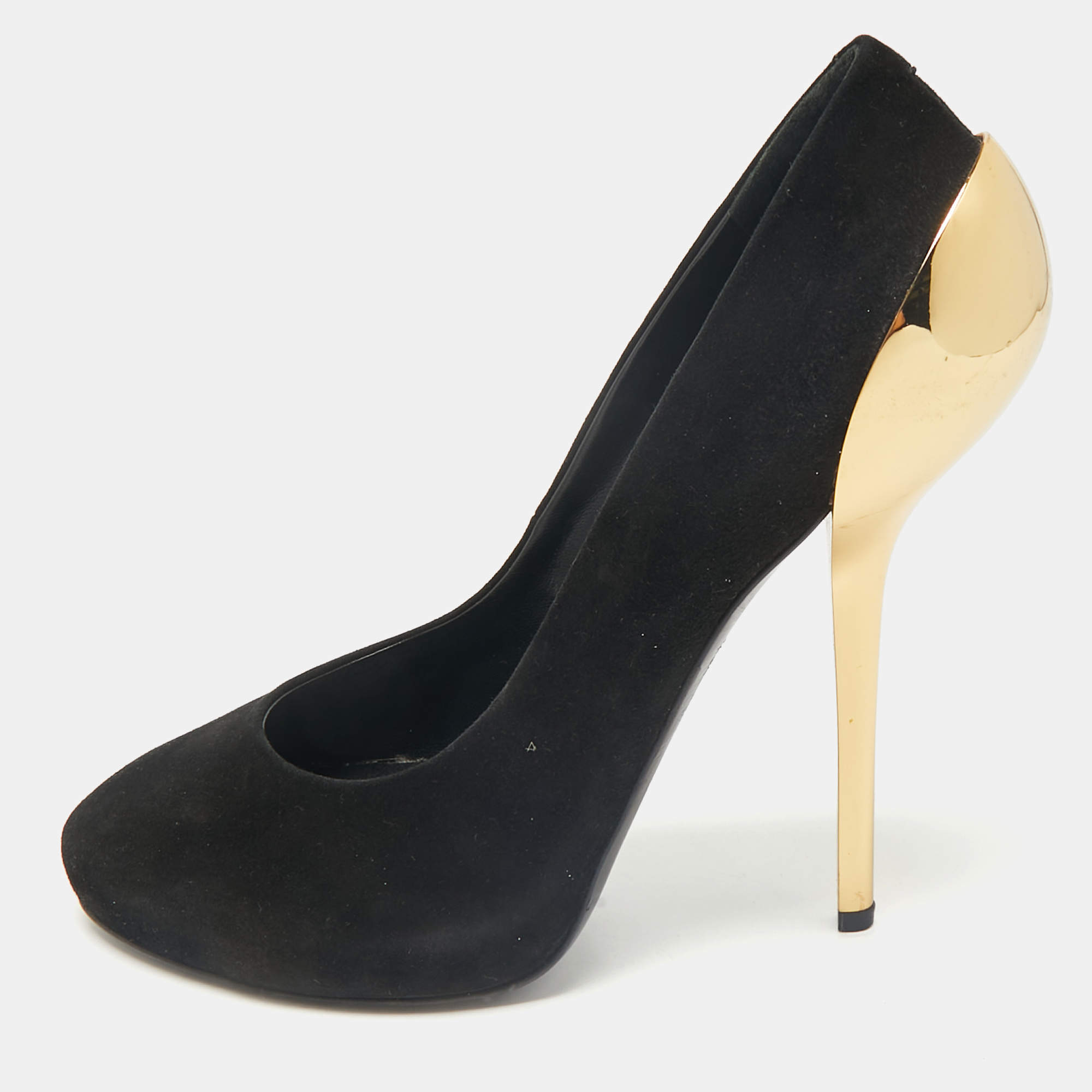 Giuseppe Zanotti Black Suede Metal Heel Platform Pumps Size 39