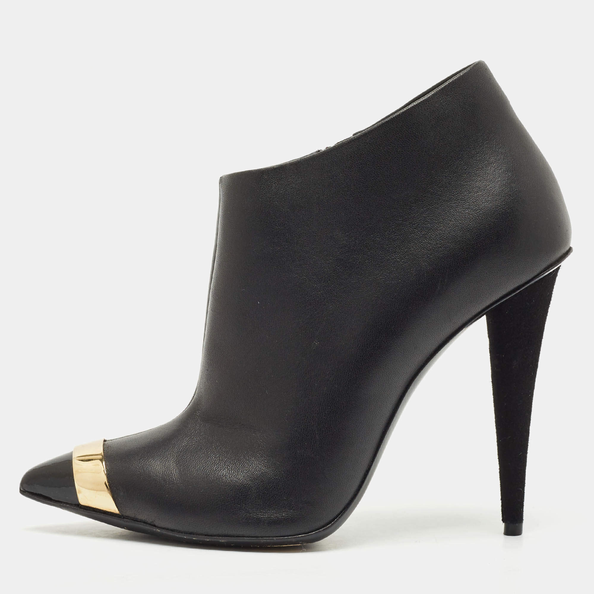 Pre Owned Giuseppe Zanotti Black Leather Ankle Booties Size 36