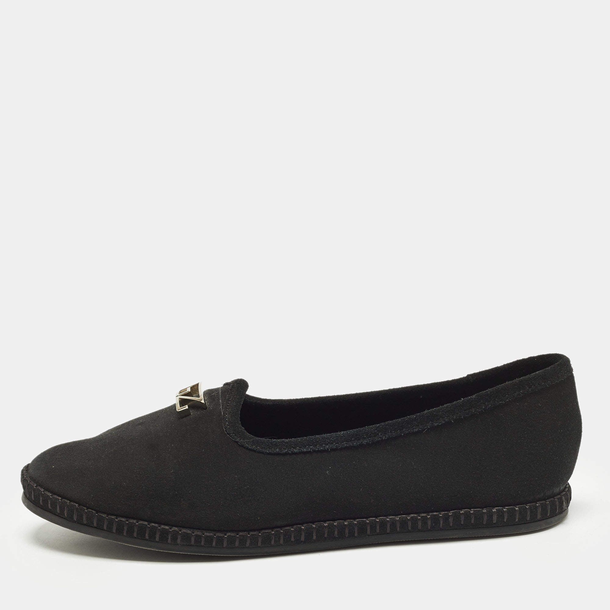 مملوكة مسبقًا Giuseppe Zanotti GZ Size 37 Black Suede Slip On Loafers