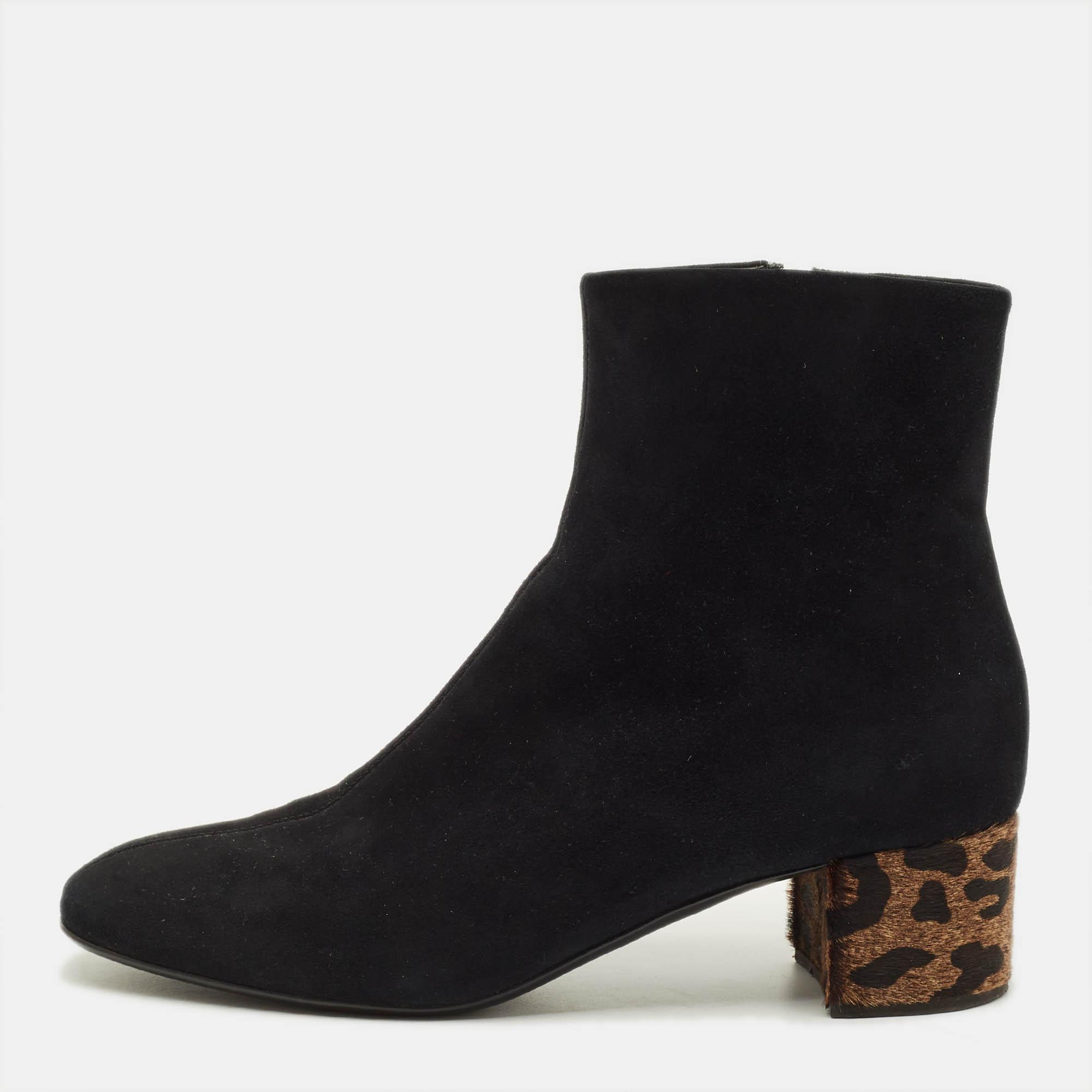 Pre Owned Giuseppe Zanotti Size 38.5 Black Suede Ankle Length Boots