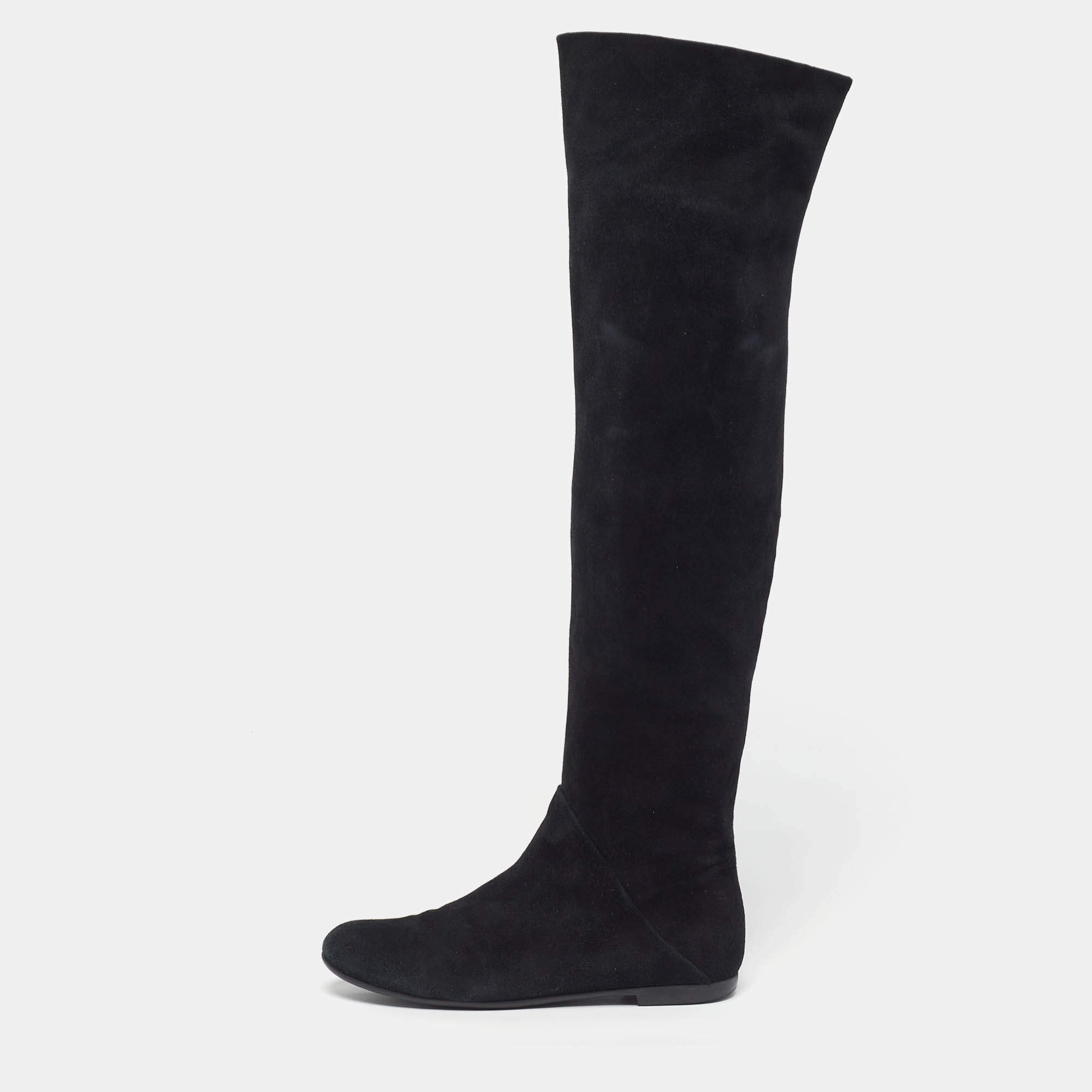 Pre Owned Giuseppe Zanotti Size 36.5 Black Suede Knee Length Boots