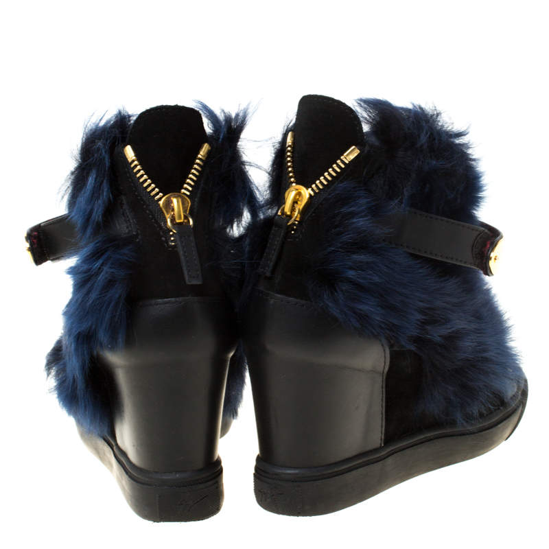 giuseppe zanotti black blue leather and beaver fur lorenz giuseppe sneakers size chart
