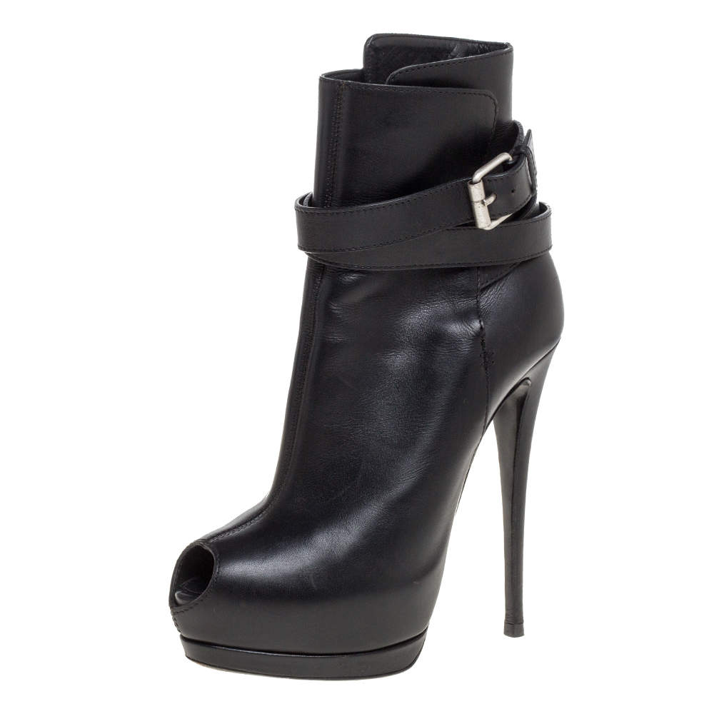 Giuseppe zanotti outlet Banded Peep-Toe Cage Bootie 39.5 $1,495