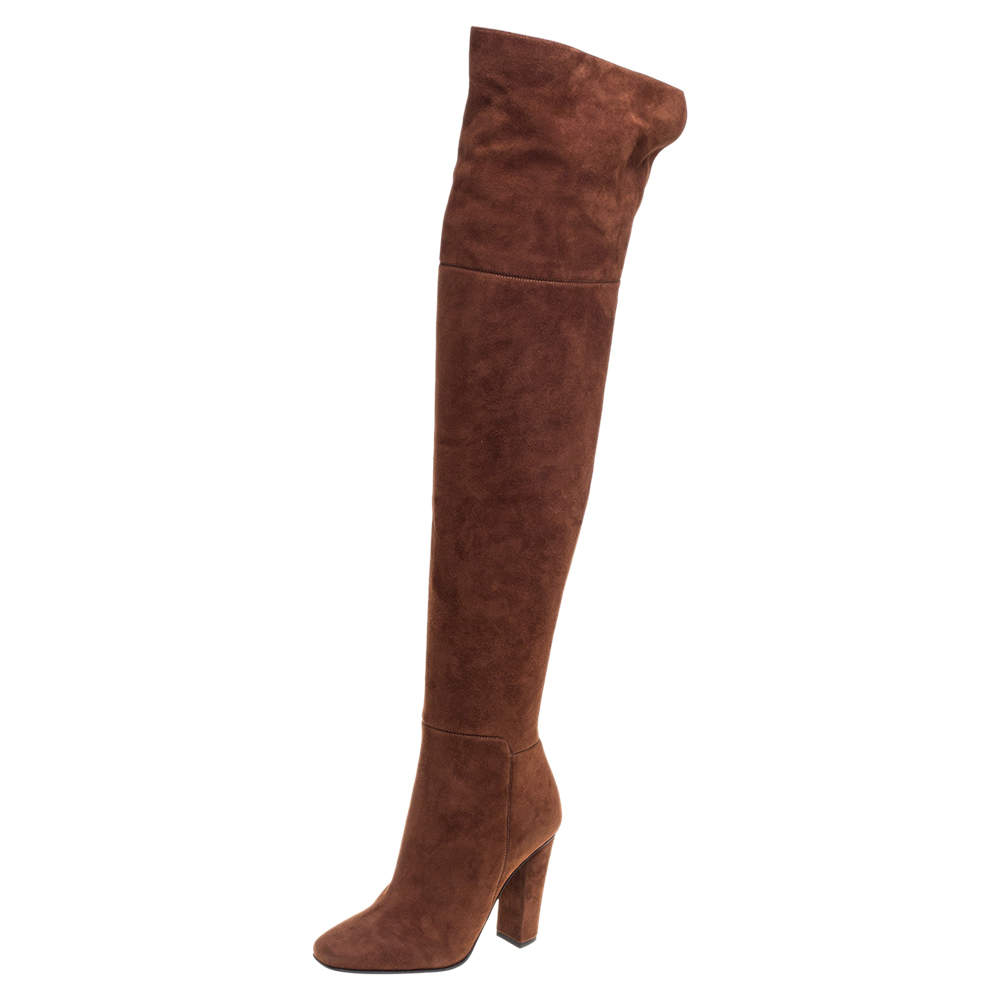 Giuseppe Zanotti Brown Suede Alabama Over The Knee Boots Size 36.5
