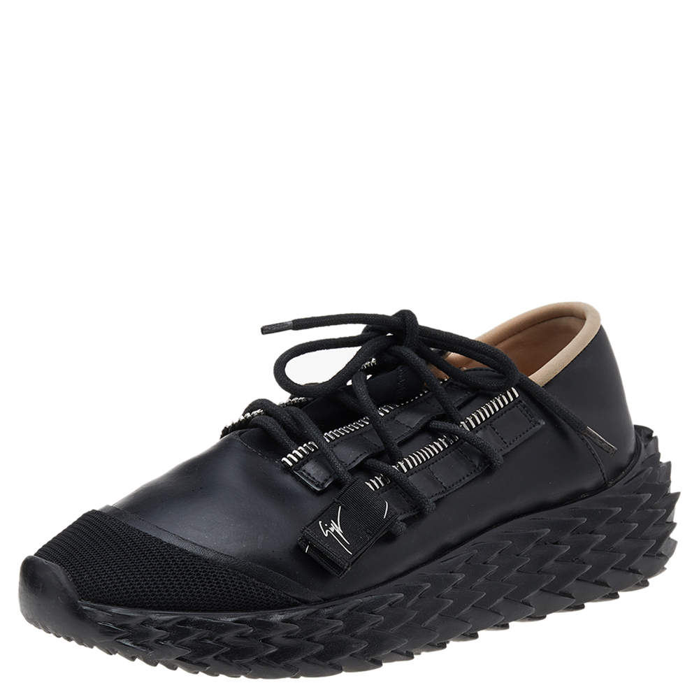 Pre Owned Giuseppe Zanotti Black Leather Urchin Sneakers Size 38