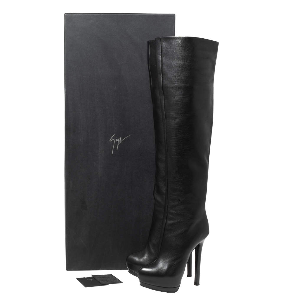 Louis Vuitton Black Leather Over-the-Knee Flats Boots Size 7/37.5 - Yoogi's  Closet