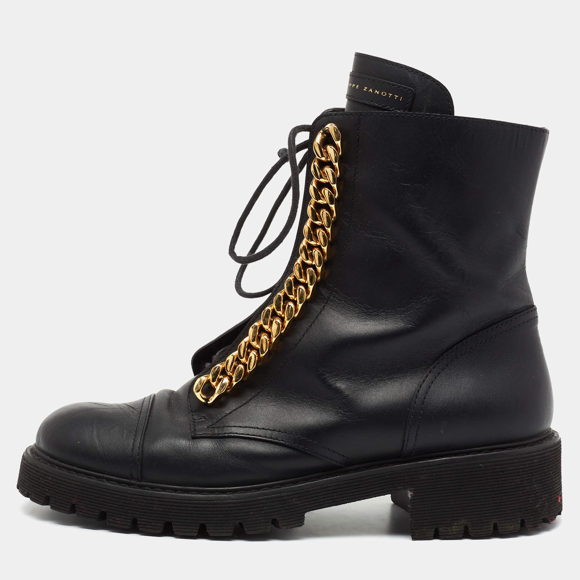 Giuseppe zanotti leather top combat boots