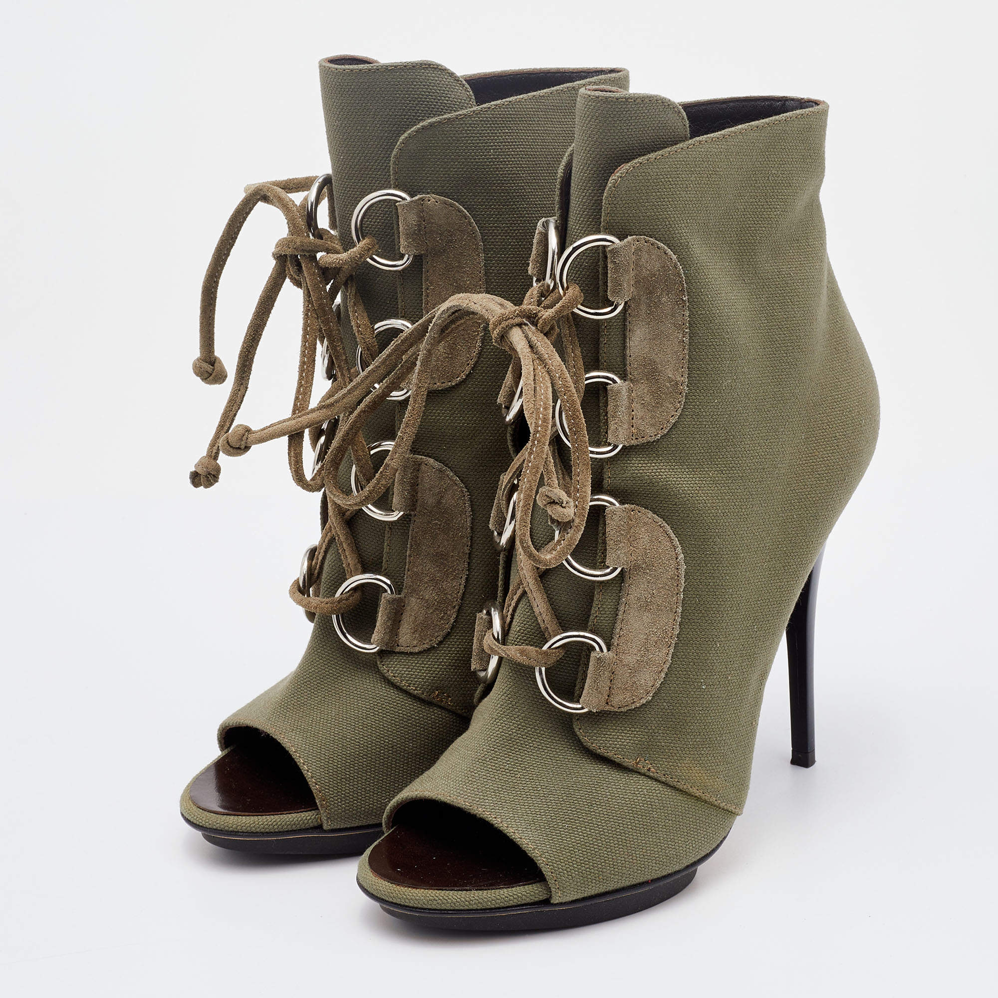 Olive green heel booties hotsell