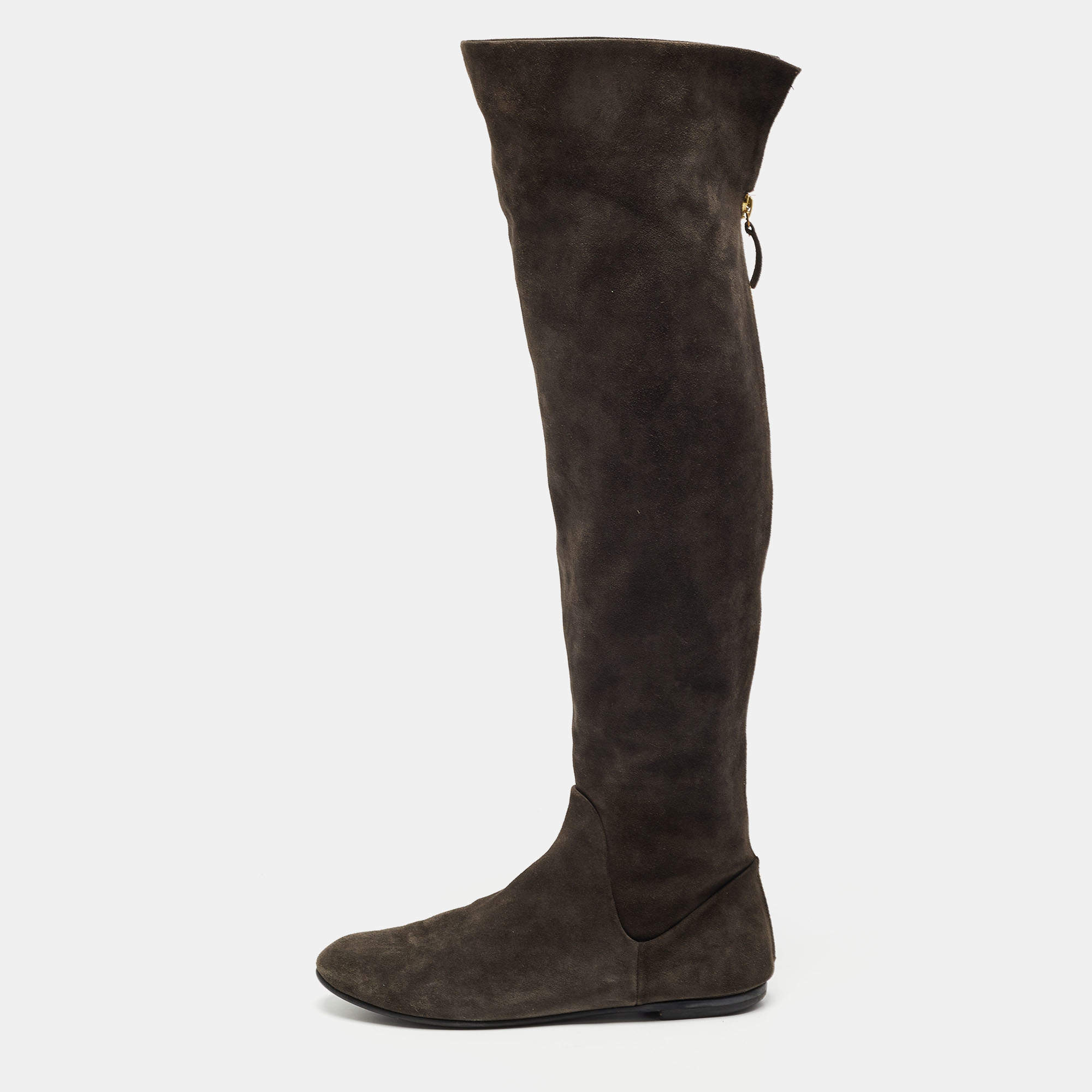 مملوكة مسبقًا Giuseppe Zanotti Brown Suede Knee Length Boots Size 41