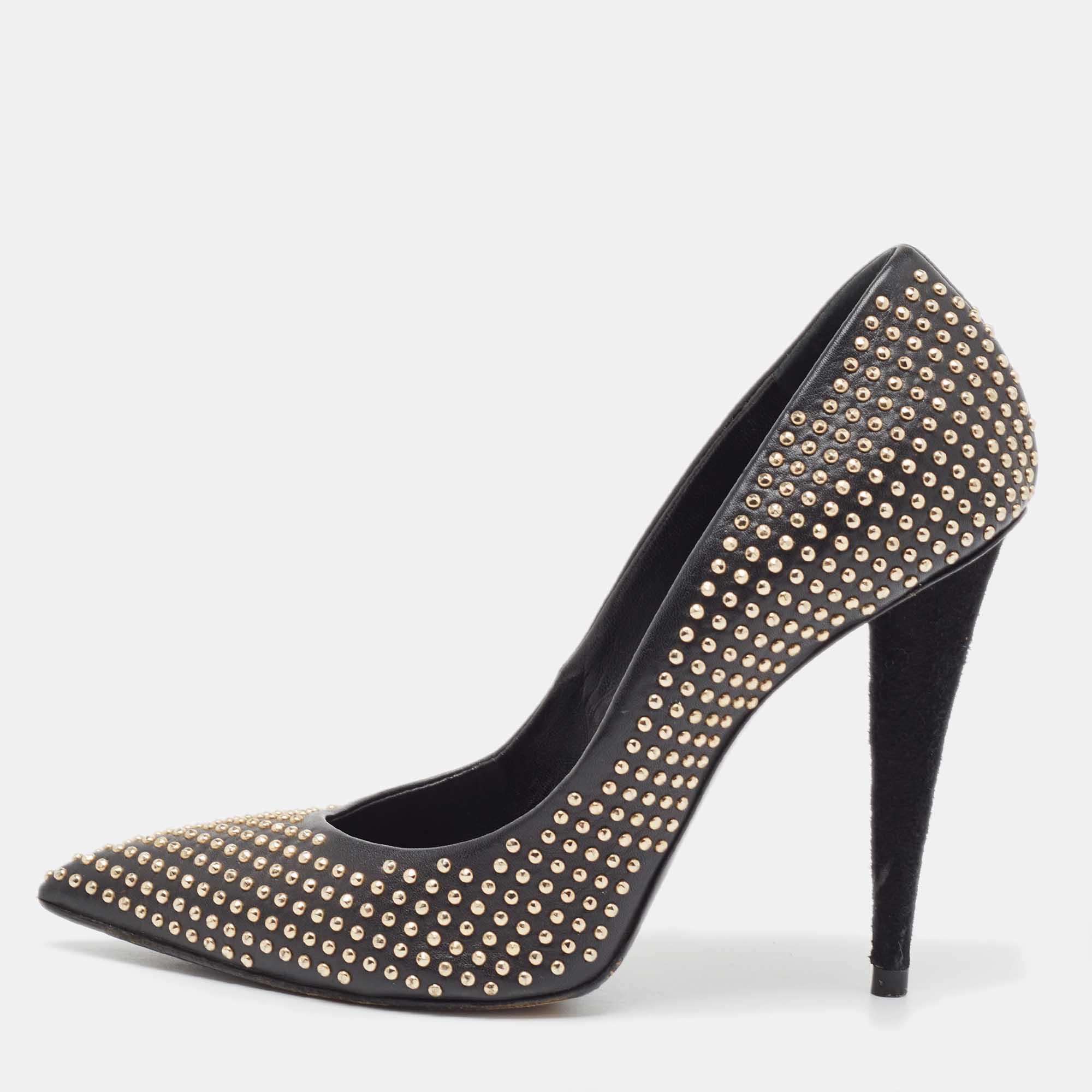 Giuseppe Zanotti Black Studded Suede Ester Pumps Size 36.5